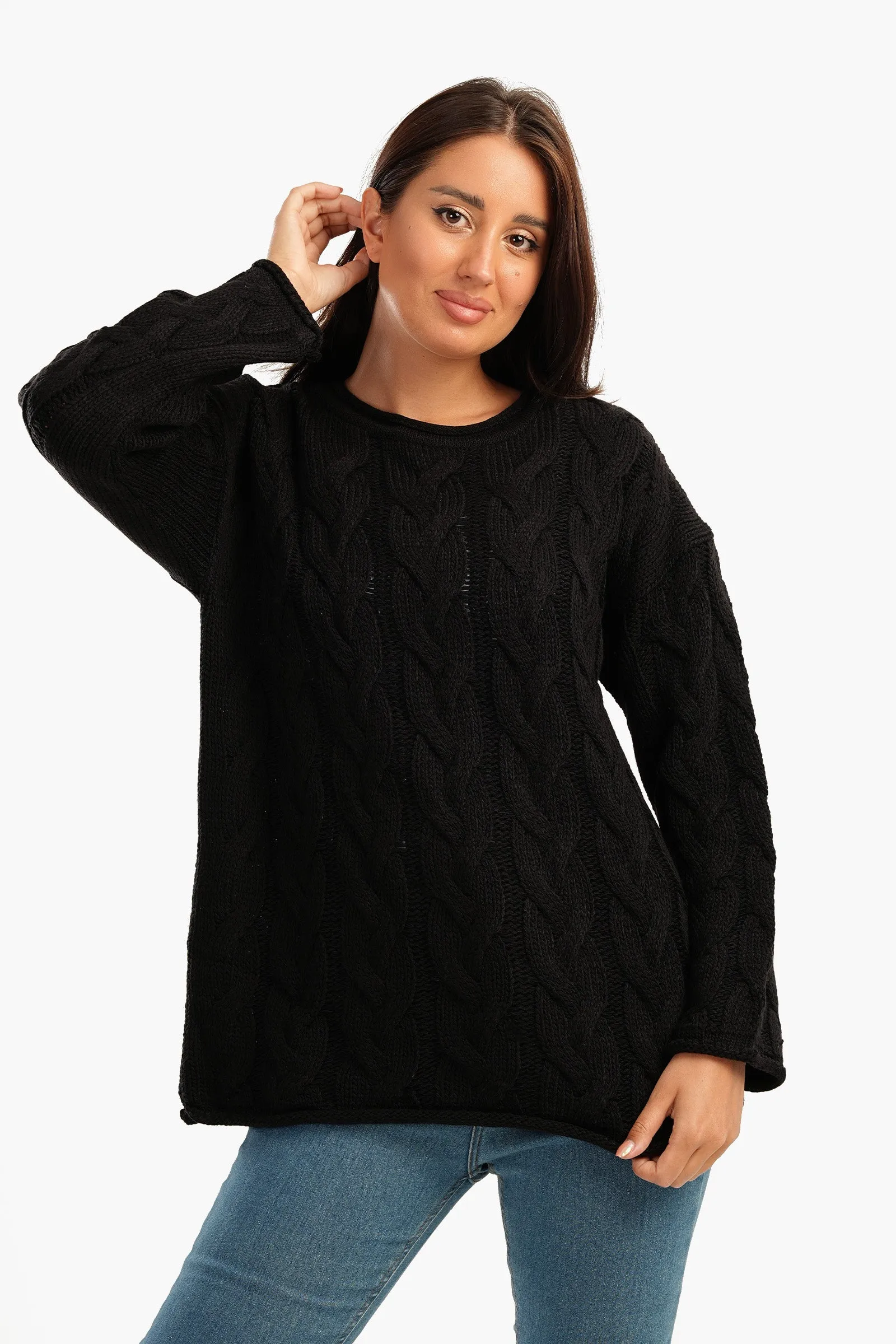 Cable Knitted Round Neck Pullover