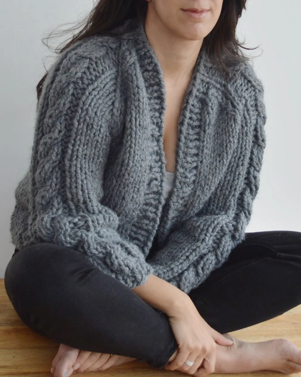 Cable Sleeved Cardi - Downloadable Chunky Knitting Pattern