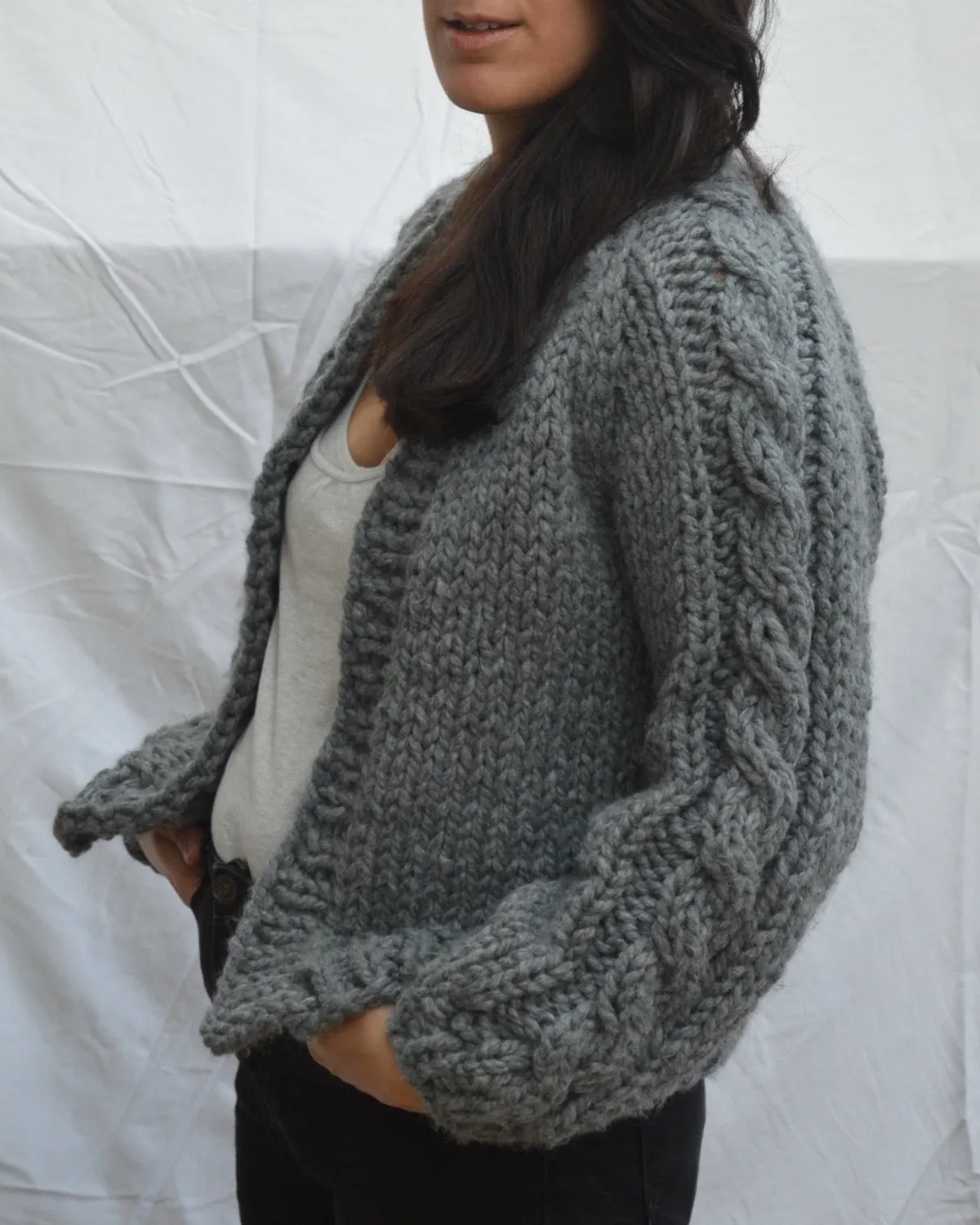 Cable Sleeved Cardi - Downloadable Chunky Knitting Pattern