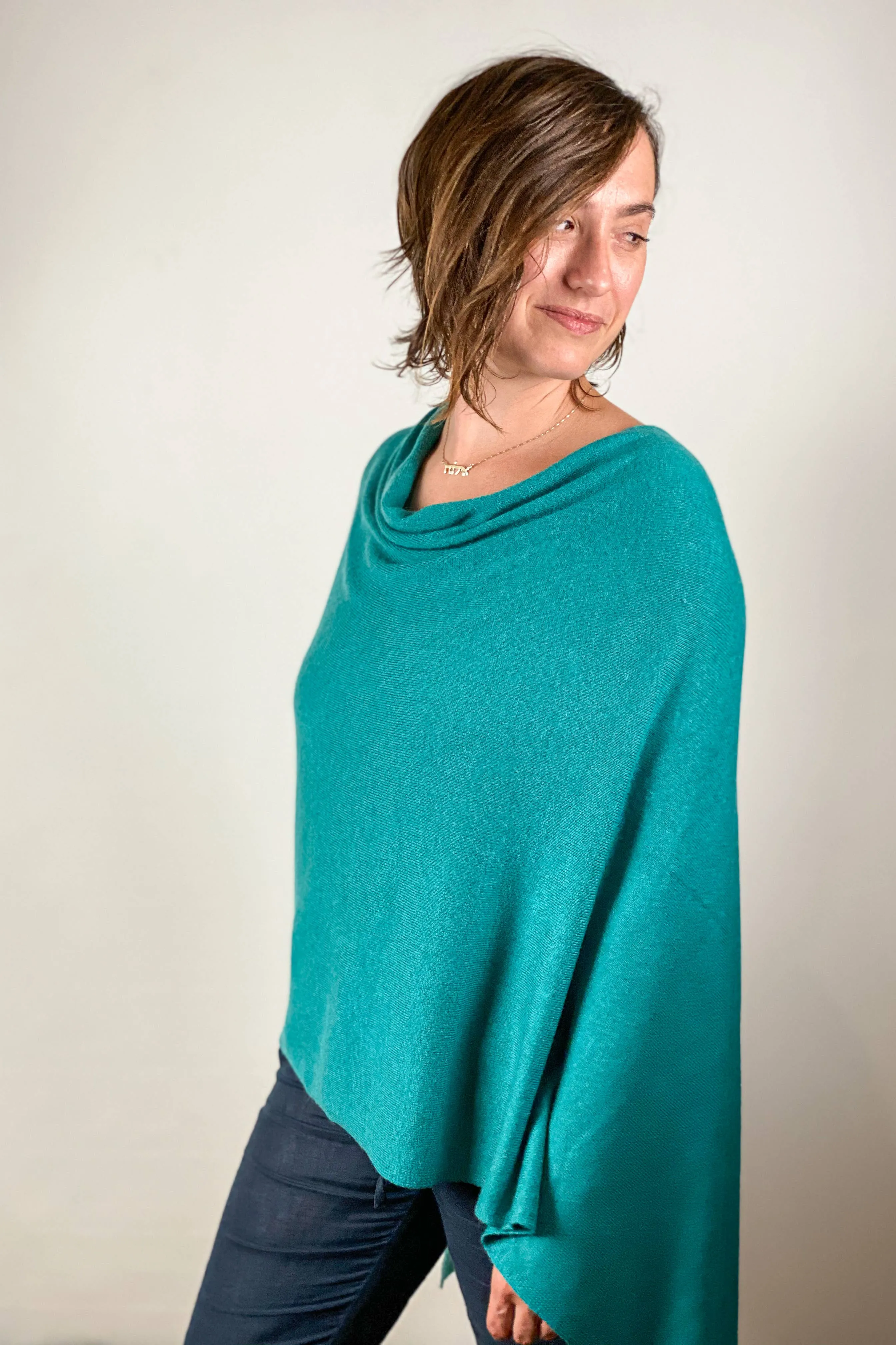 Cashmere Poncho Tiffany Blue