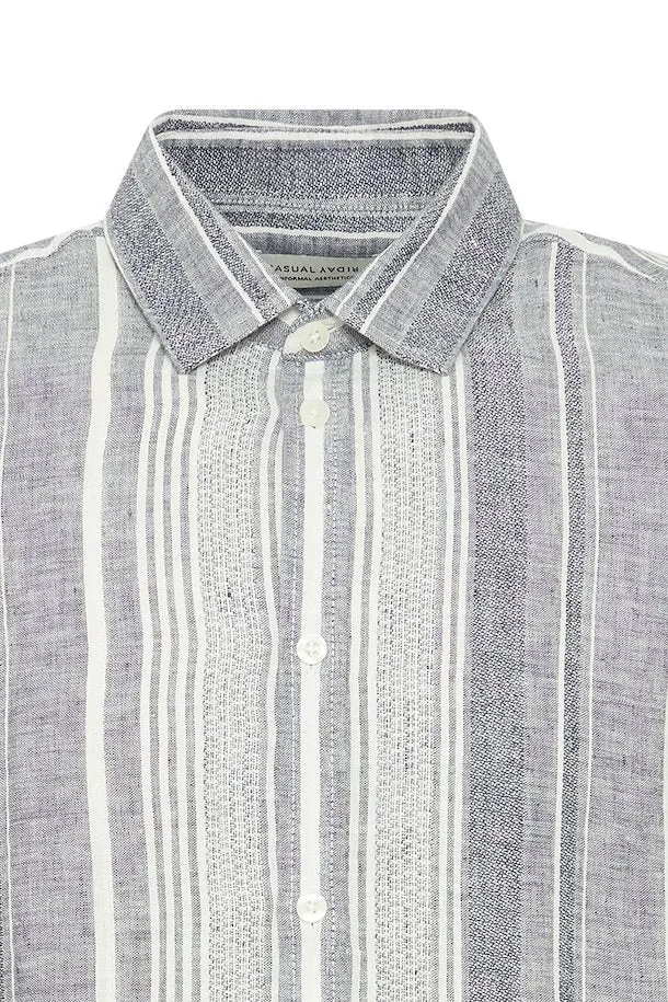 CASUAL FRIDAY - CFAnton SS Linen Striped Shirt - 20505068