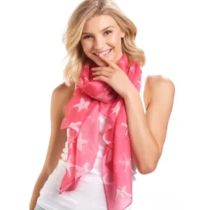 Charlie Paige Starfish Print Scarf, Bright Pink