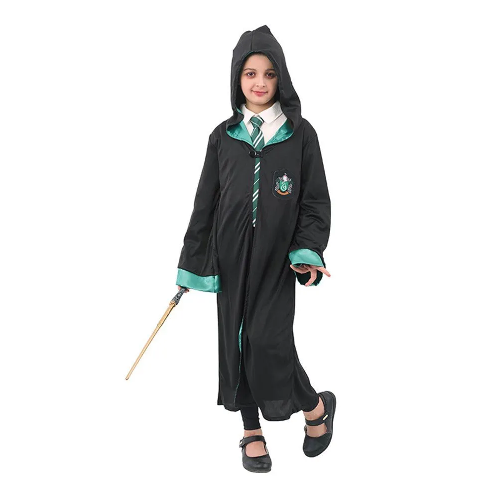 Children Wizard Harry Potter Style Unisex Costume - Green Slytherin House