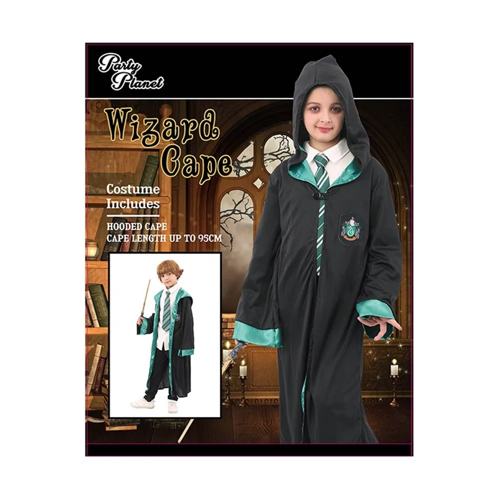 Children Wizard Harry Potter Style Unisex Costume - Green Slytherin House