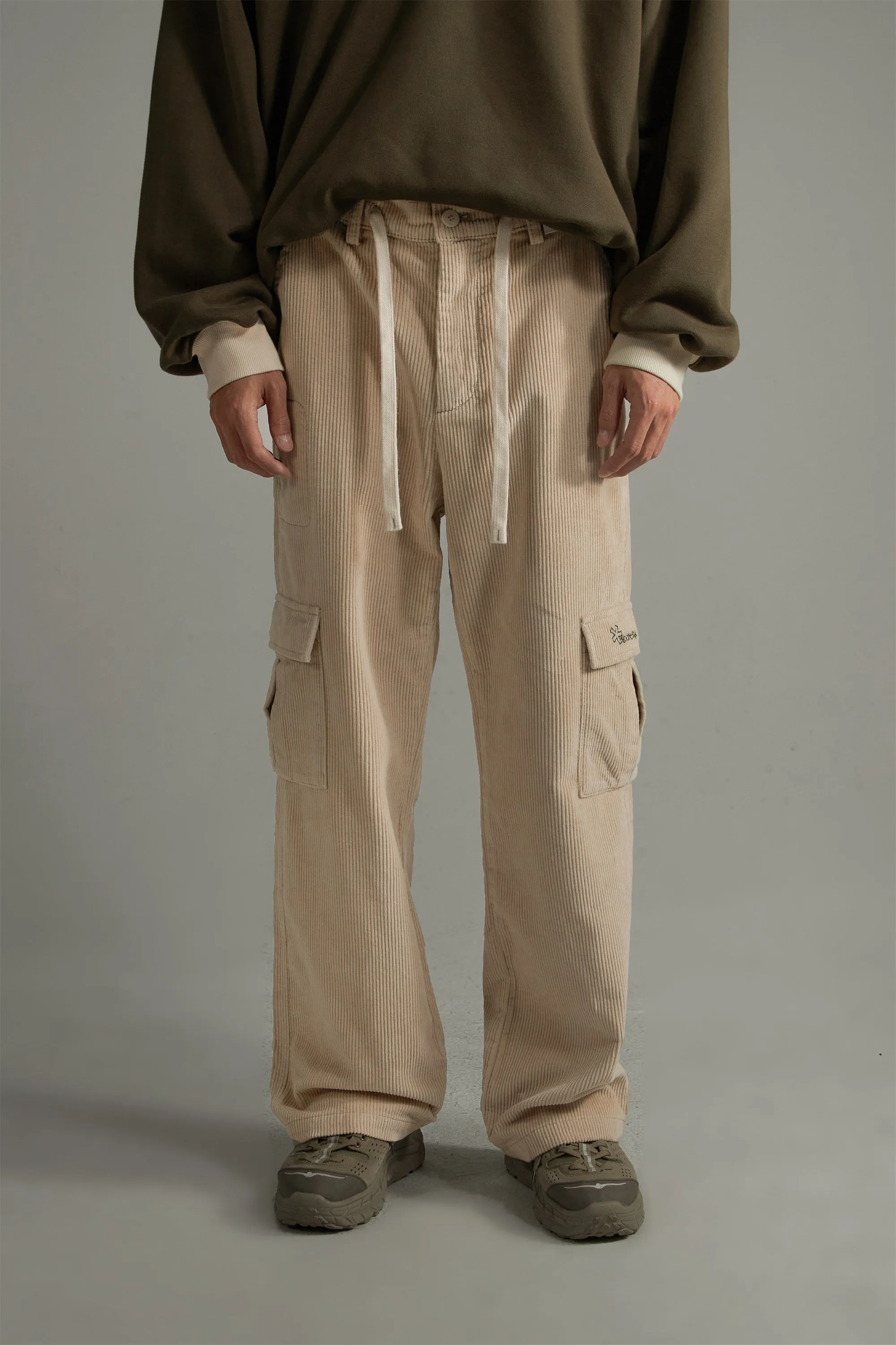 Corduroy Straight Cargo Pants