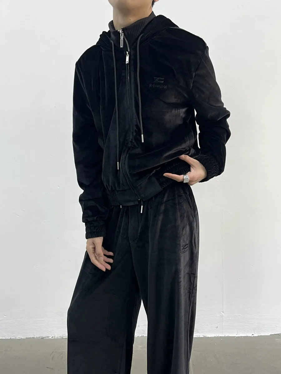 Corduroy Zipper Hoodie & Wide-leg Corduroy Pants Setup WN5016