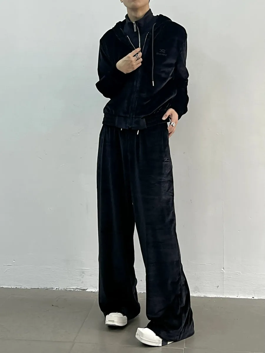 Corduroy Zipper Hoodie & Wide-leg Corduroy Pants Setup WN5016