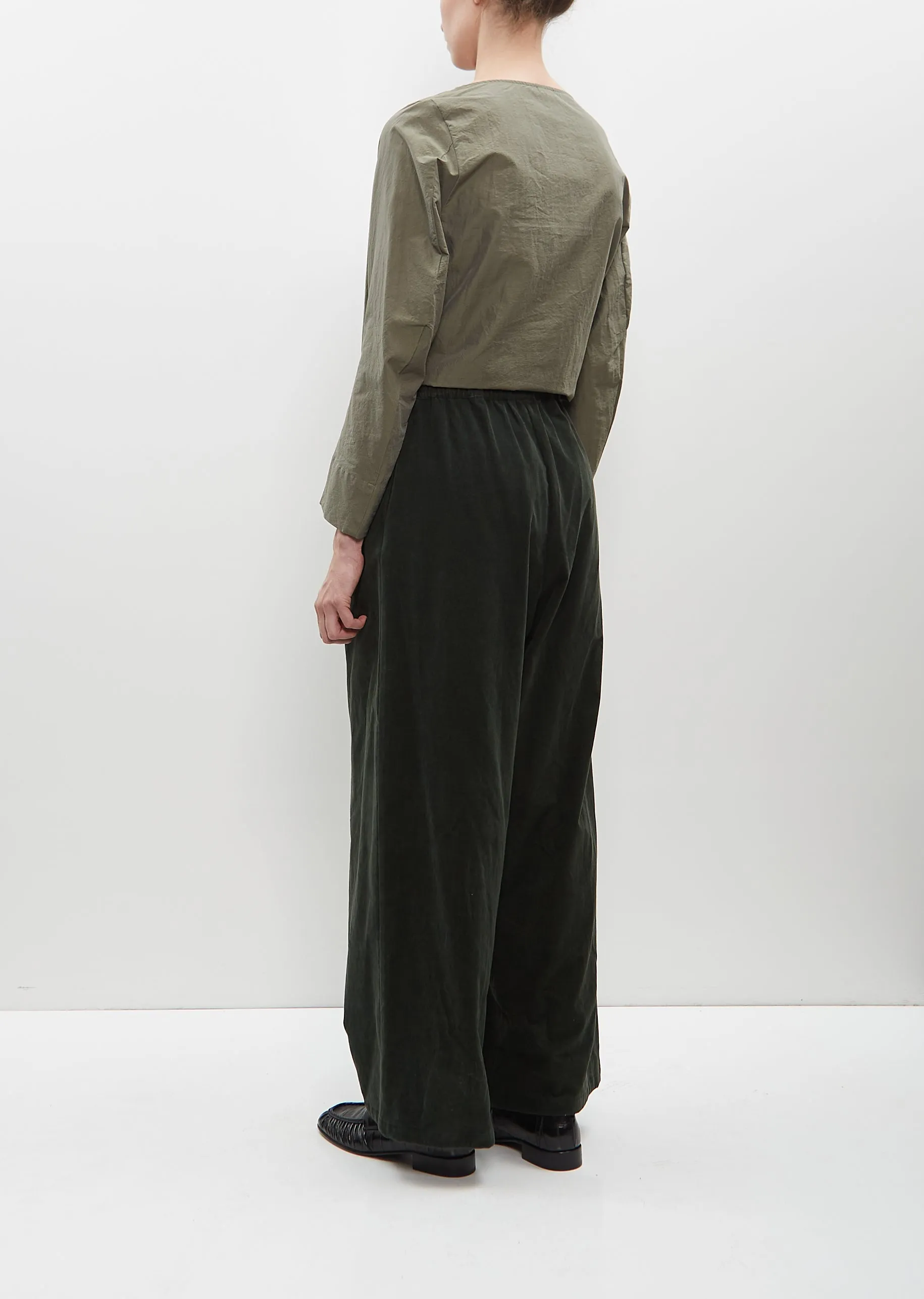 Cotton Courduroy Wide Leg Trousers — Forest