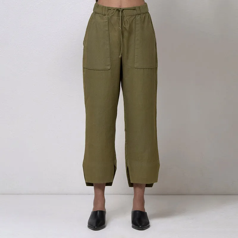 Cotton Jogger For Women | Well-Fit | Ankle Length | Olive Green