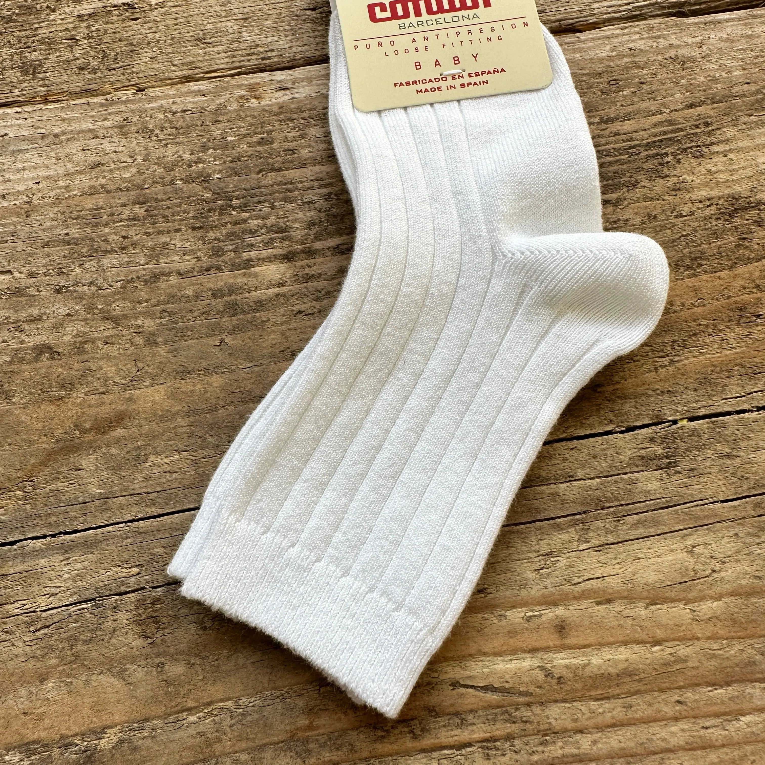 Cotton Rib Ankle Socks | White