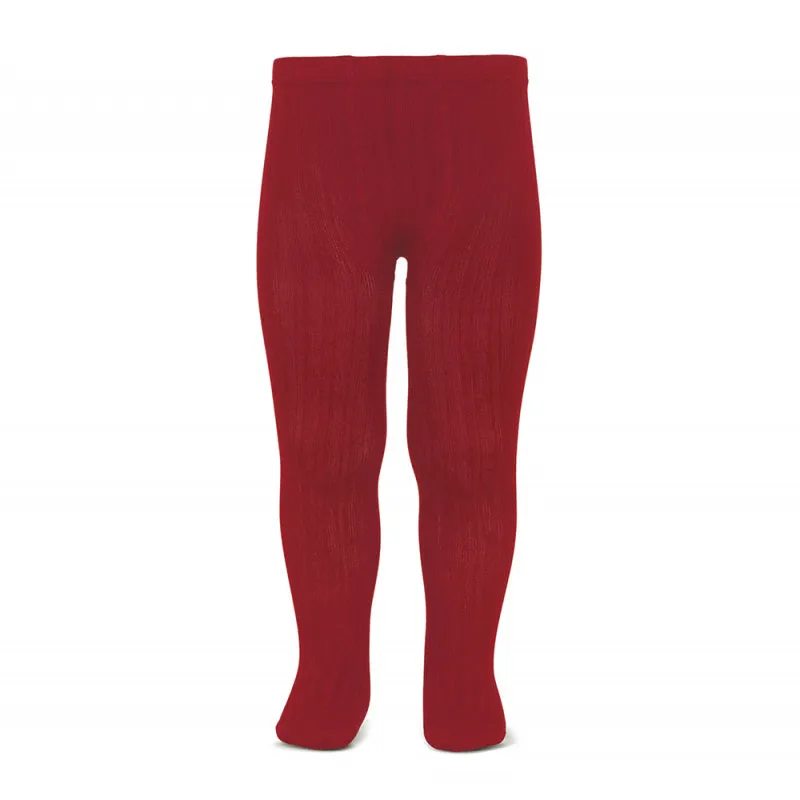 Cotton Rib Tights | Cherry