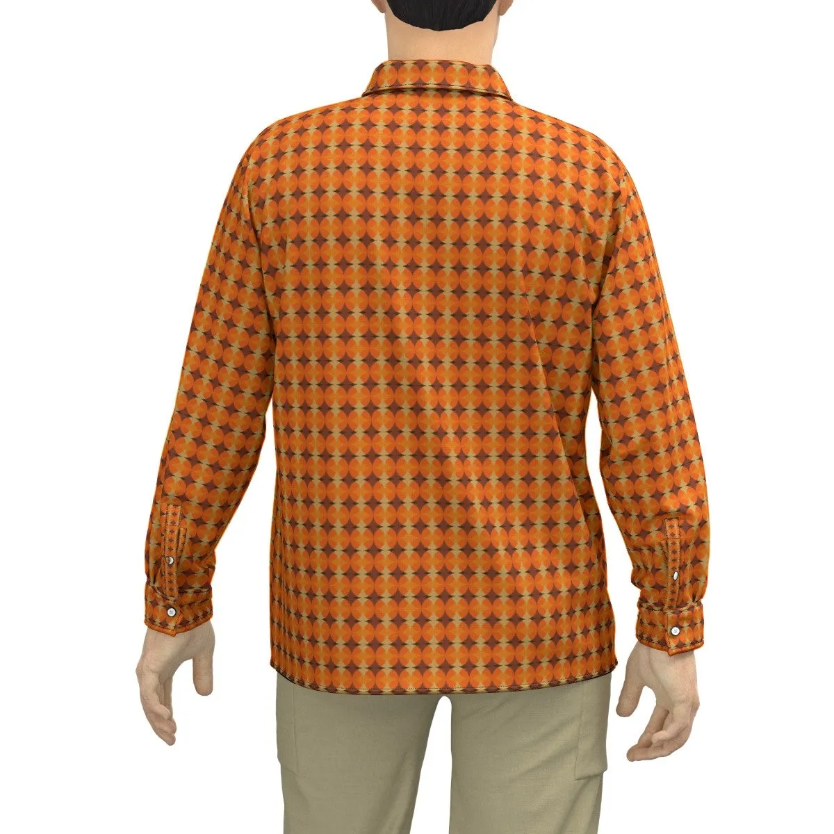 Cotton Shirt Men, 70s Style Shirt, Retro Shirt Men, Vintage style shirt men, Vintage 70s Shirt Style, Orange shirt, Dress Shirt Men