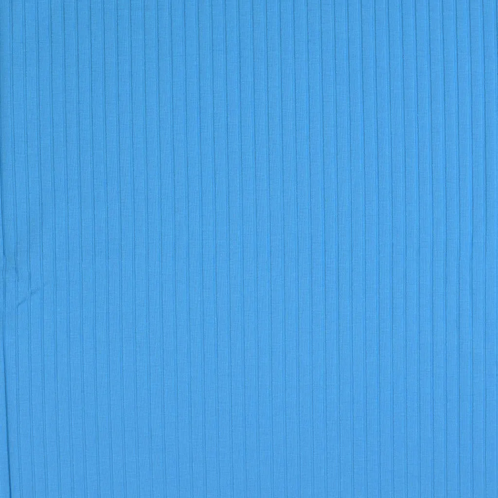 Cotton Wide Ribbed Jersey - Blue - END OF BOLT 86cm