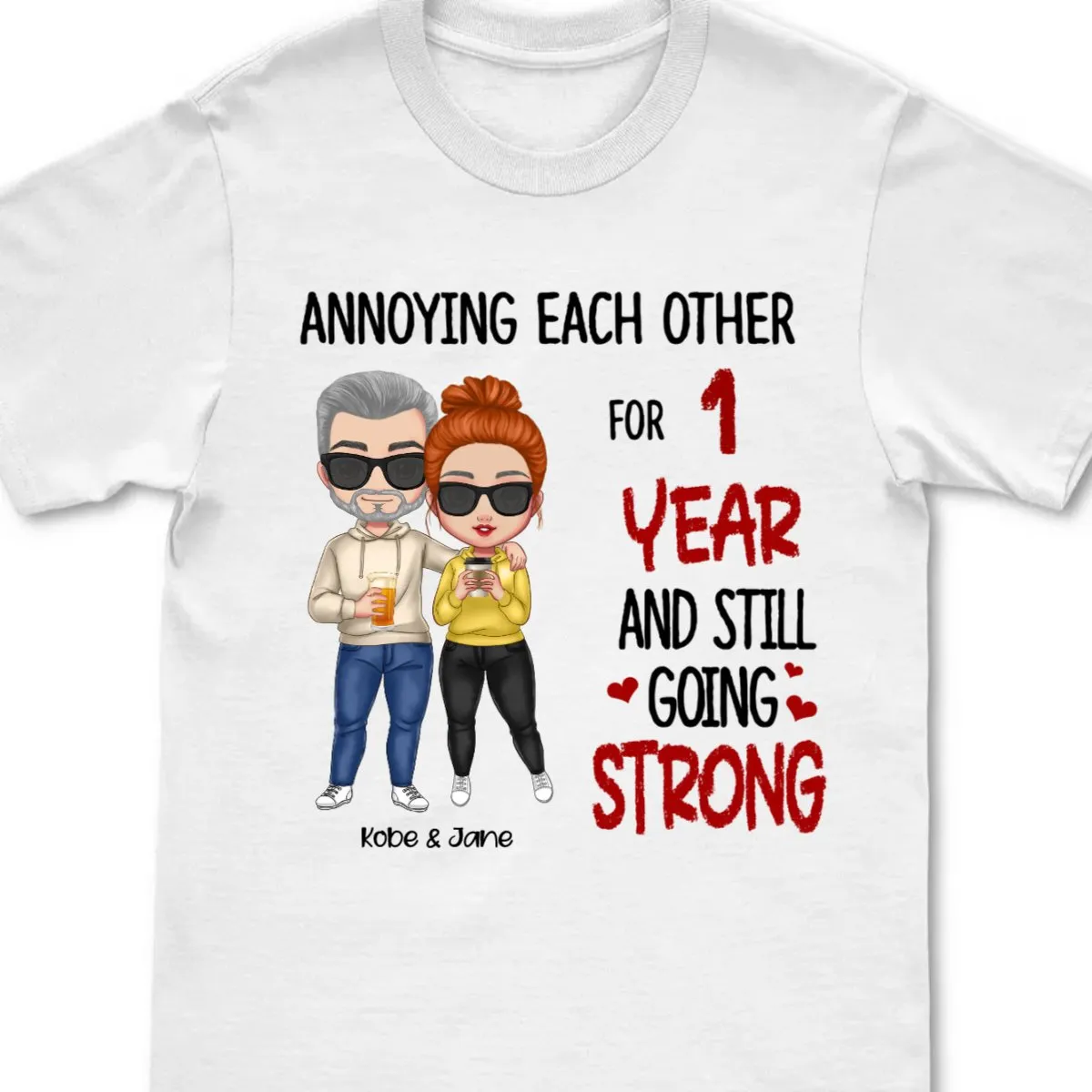 Couple - Annoying Each Other - Personalized T-shirt - Gift For Husband Wife - Cartoon Couple