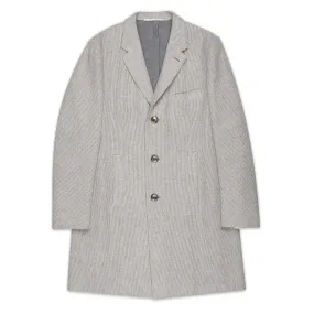 D'AVENZA Handmade Gray Houndstooth Wool-Cashmere Coat EU 50 NEW US 40