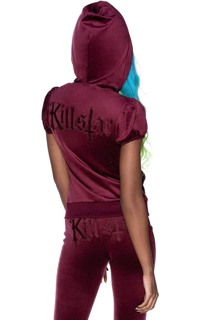 Dee-Lux Velvet Hoodie | Burgundy