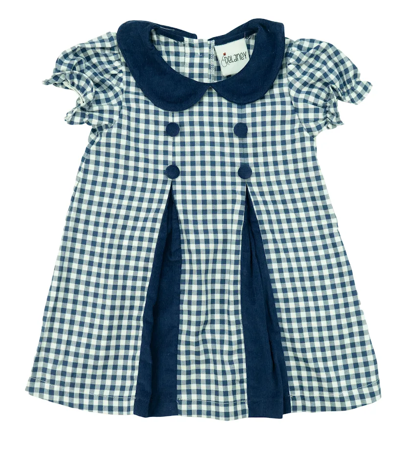 Delaney Navy Blue Gingham Dress