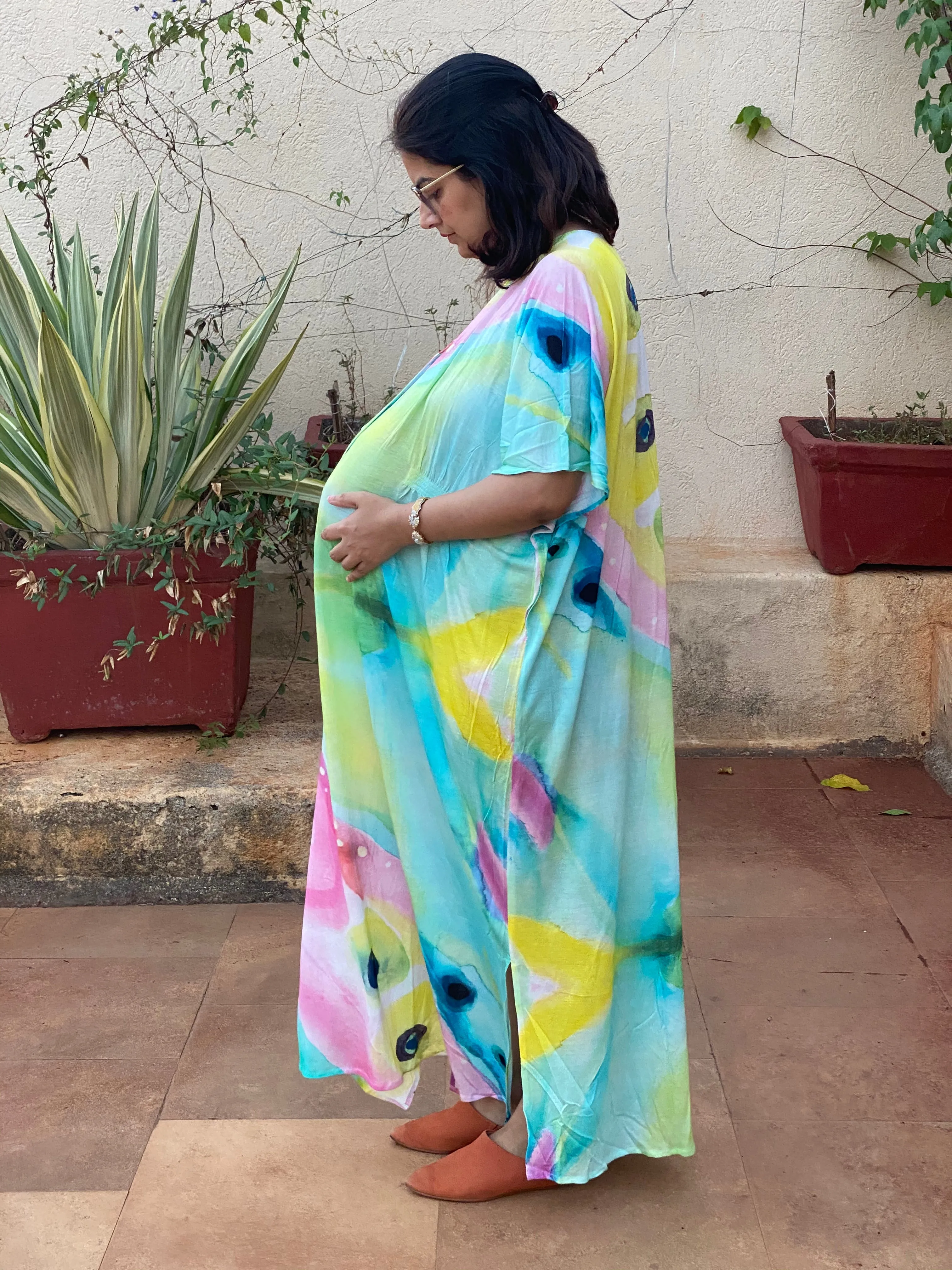 Differing Direction Maternity "Stunningly Simple" Style Caftan | Soft Jersey Knit Organic Cotton | Maternity House Dress