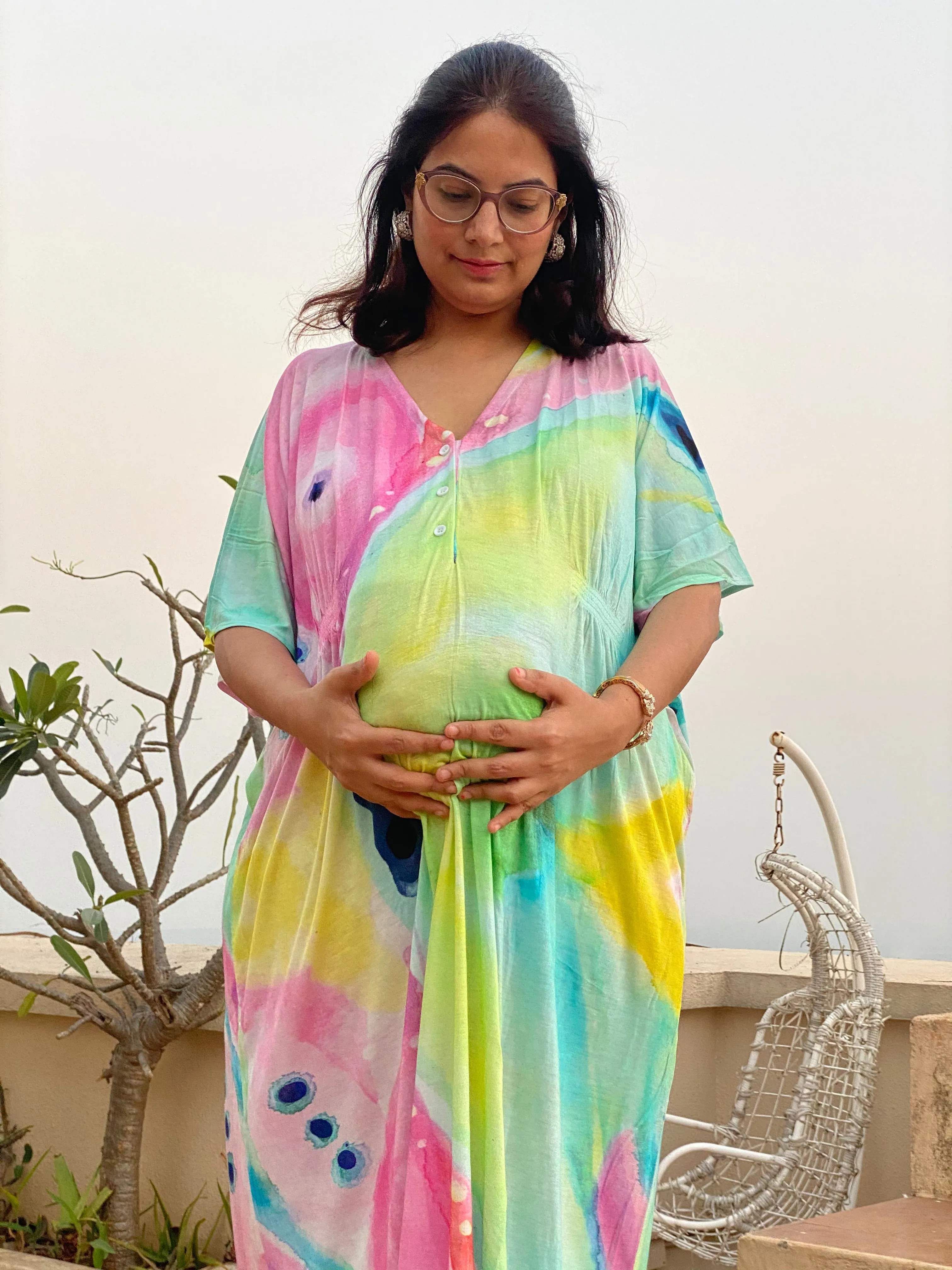 Differing Direction Maternity "Stunningly Simple" Style Caftan | Soft Jersey Knit Organic Cotton | Maternity House Dress