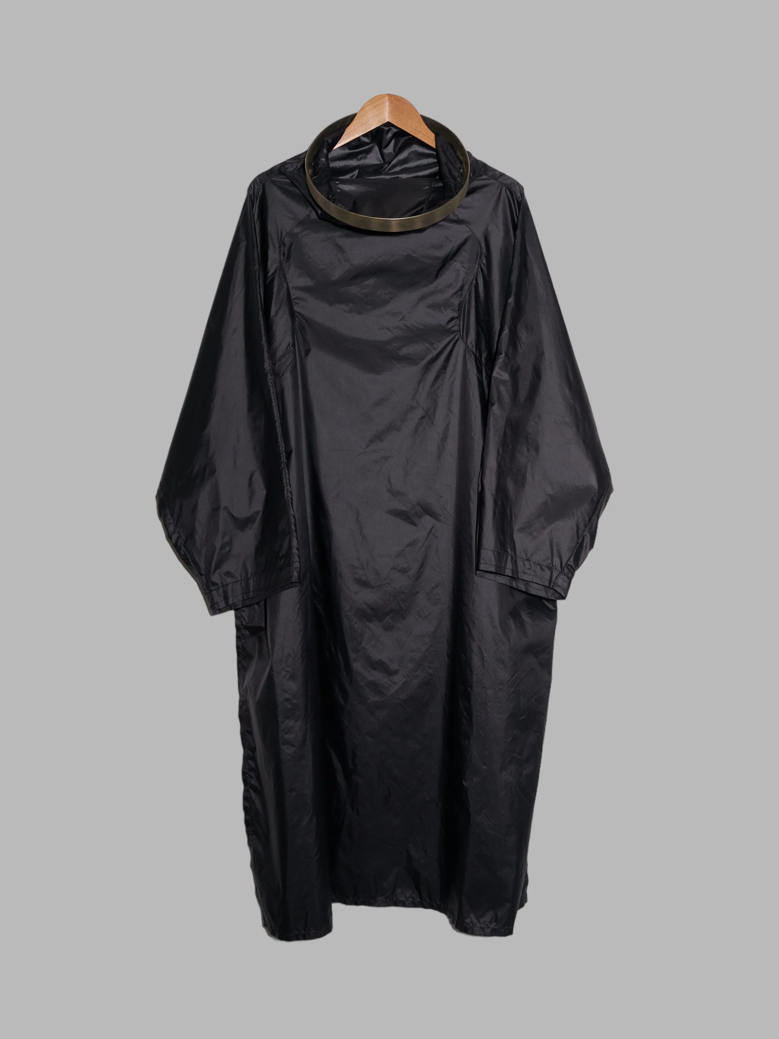 Dirk Bikkembergs 2000 dark grey nylon poncho coat with plastic neck ring