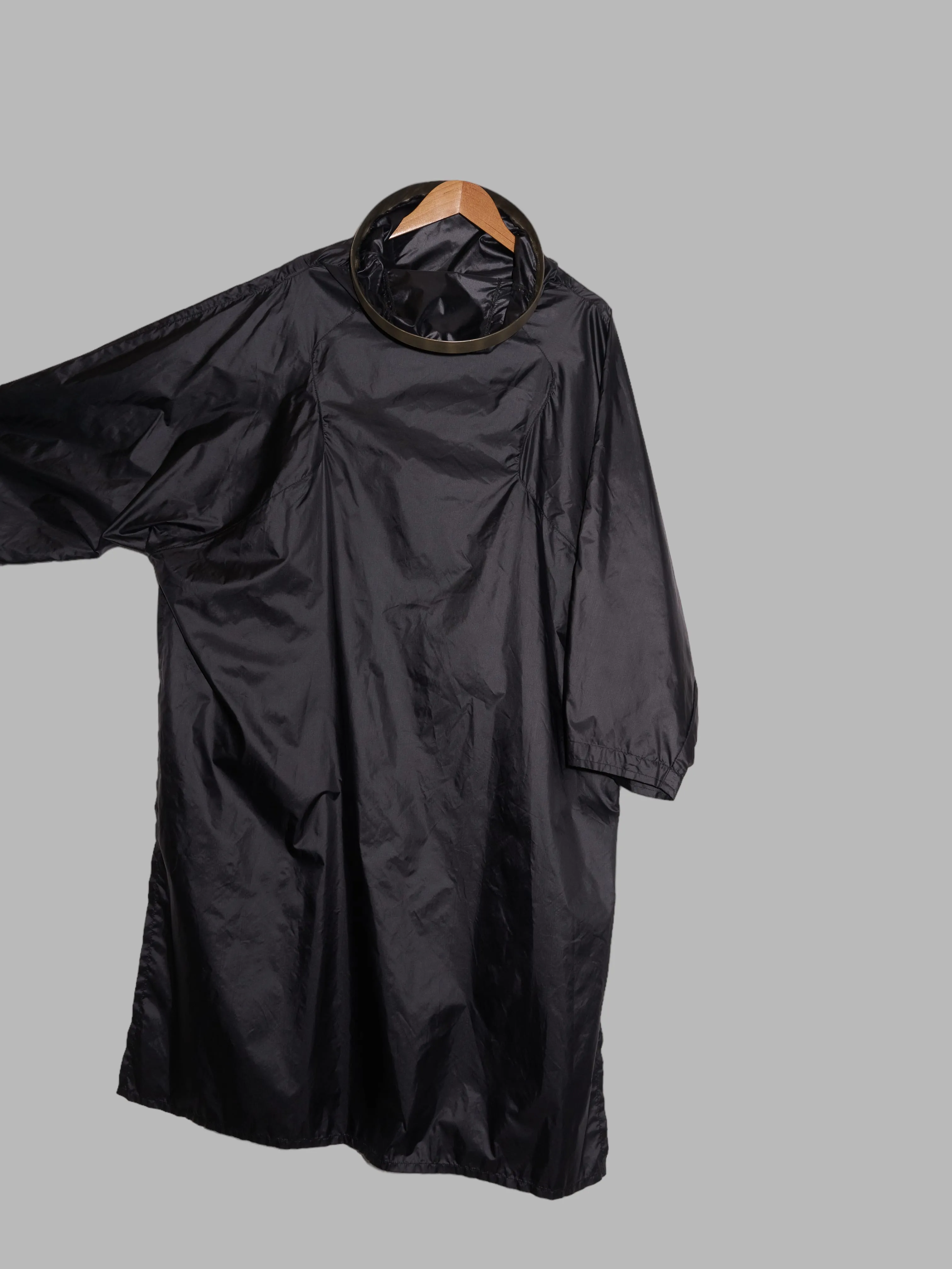 Dirk Bikkembergs 2000 dark grey nylon poncho coat with plastic neck ring