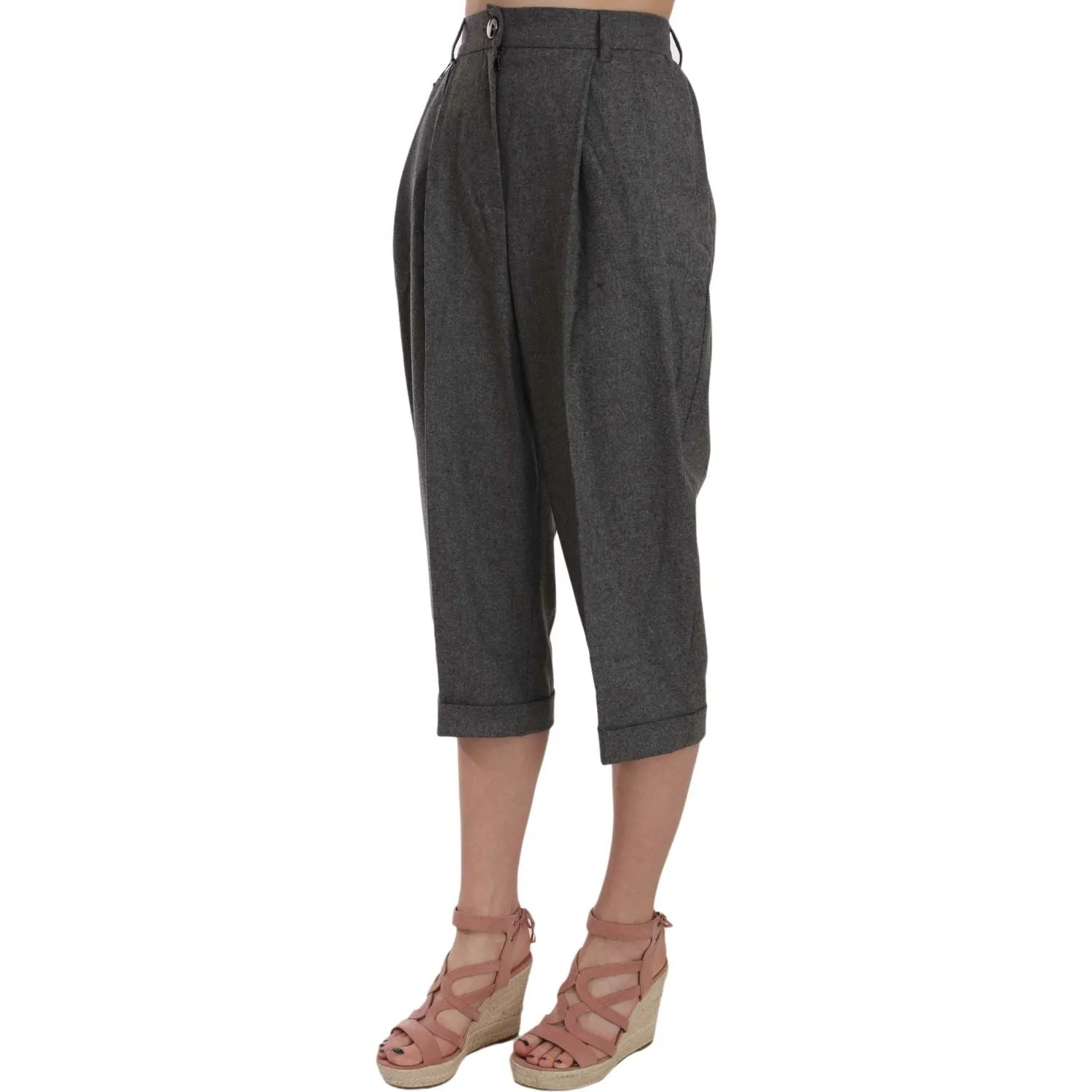 Dolce & Gabbana Elegant Gray Wool-Cashmere Pleated Trousers