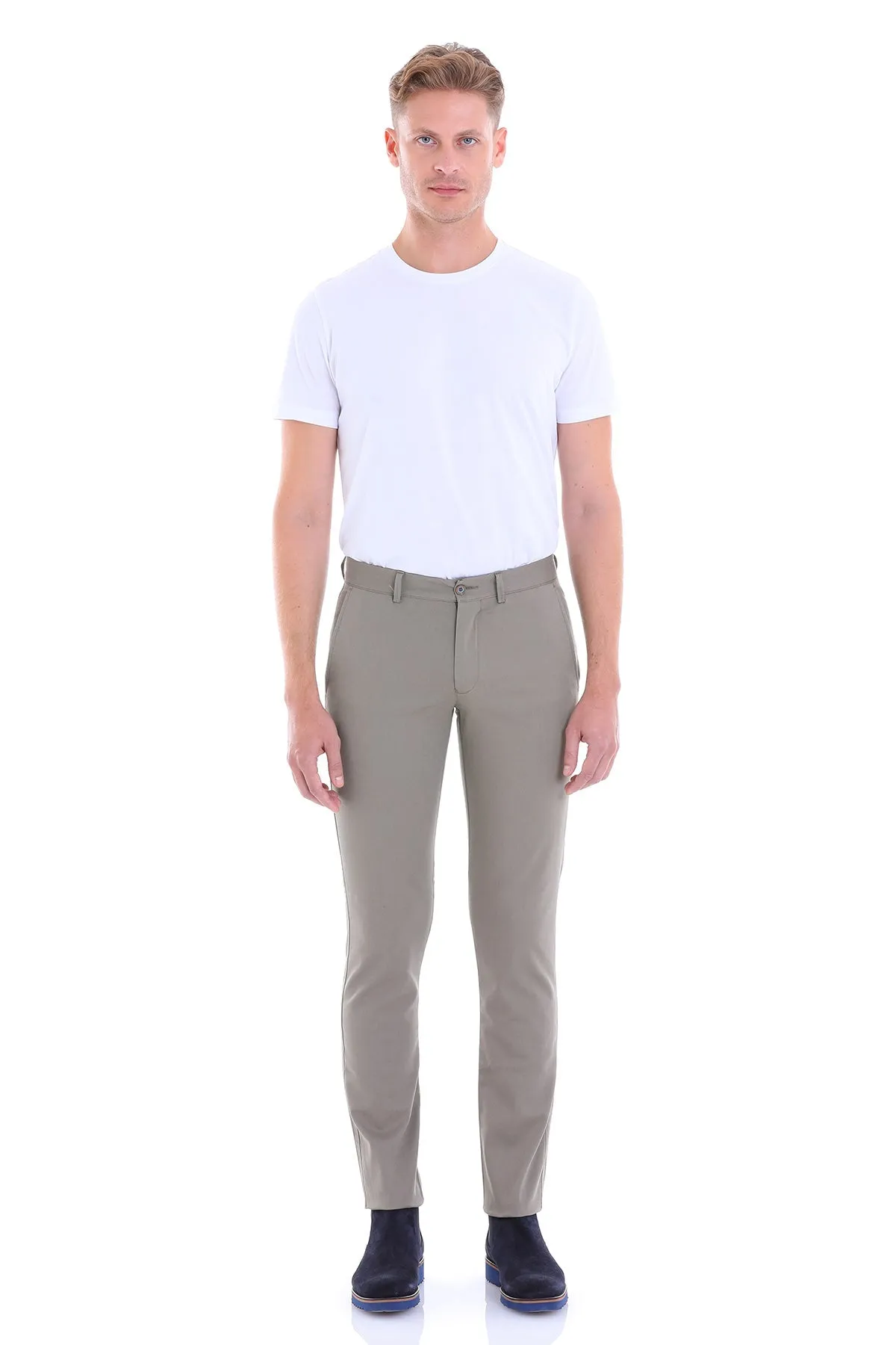 Dynamic Fit Side Pocket Low Waist Cotton Olive Casual Pants