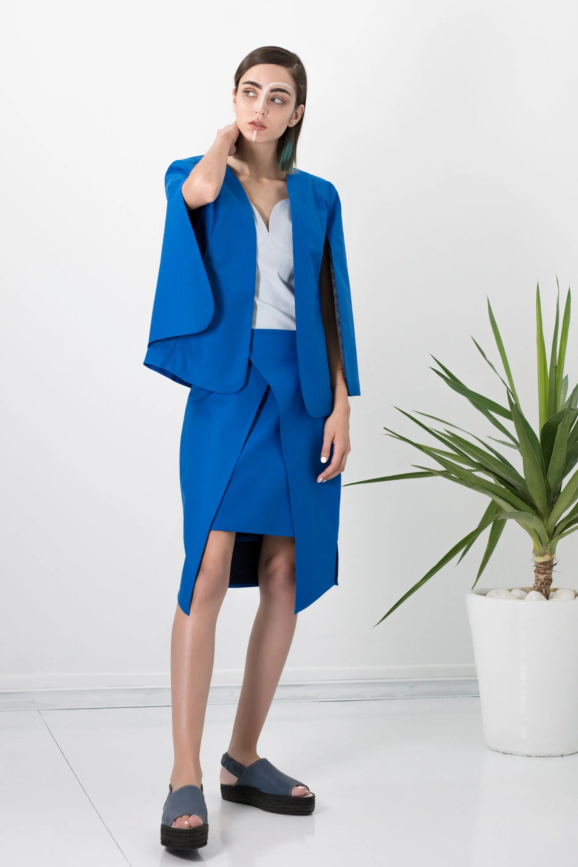 Electric blue cape jacket