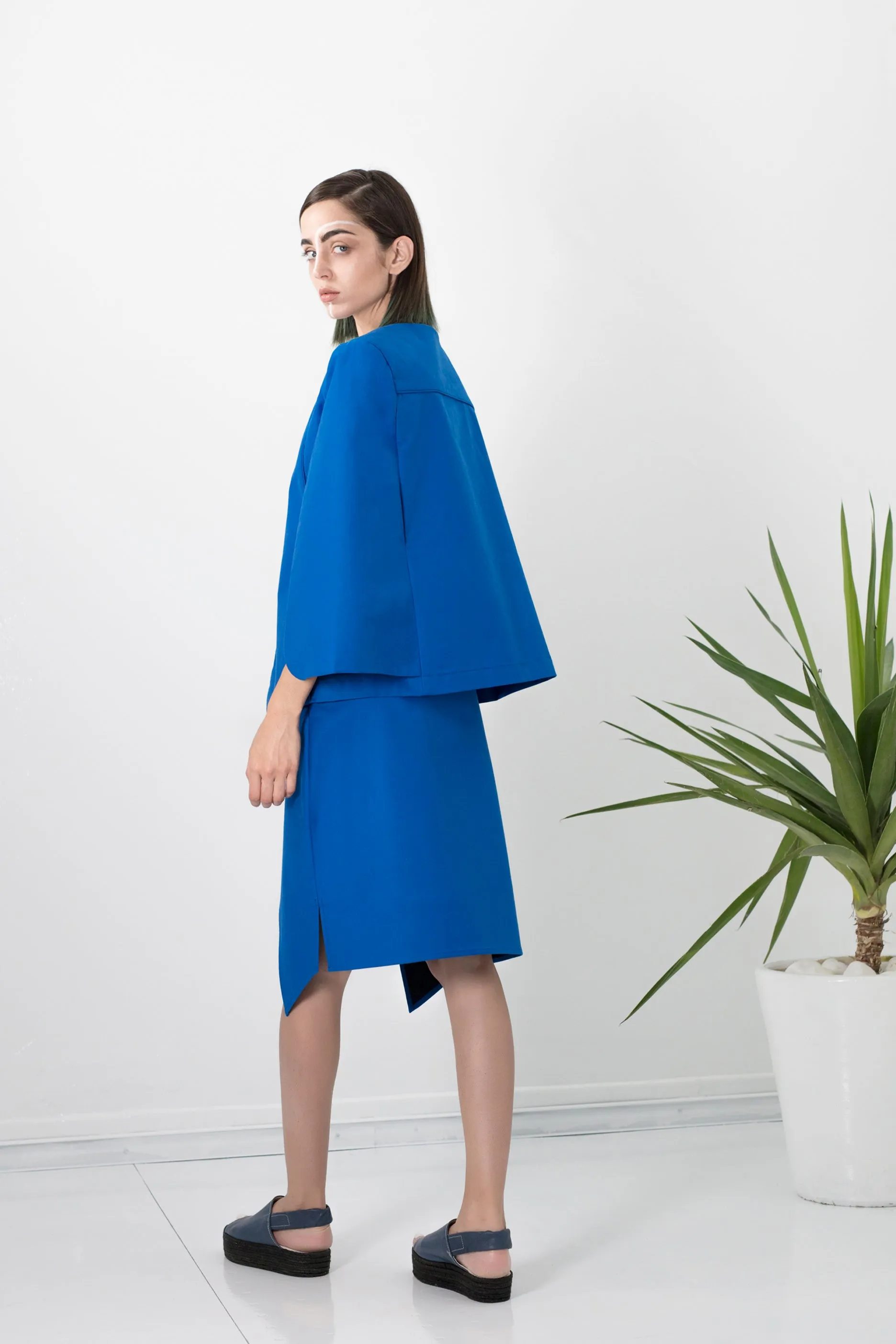 Electric blue cape jacket