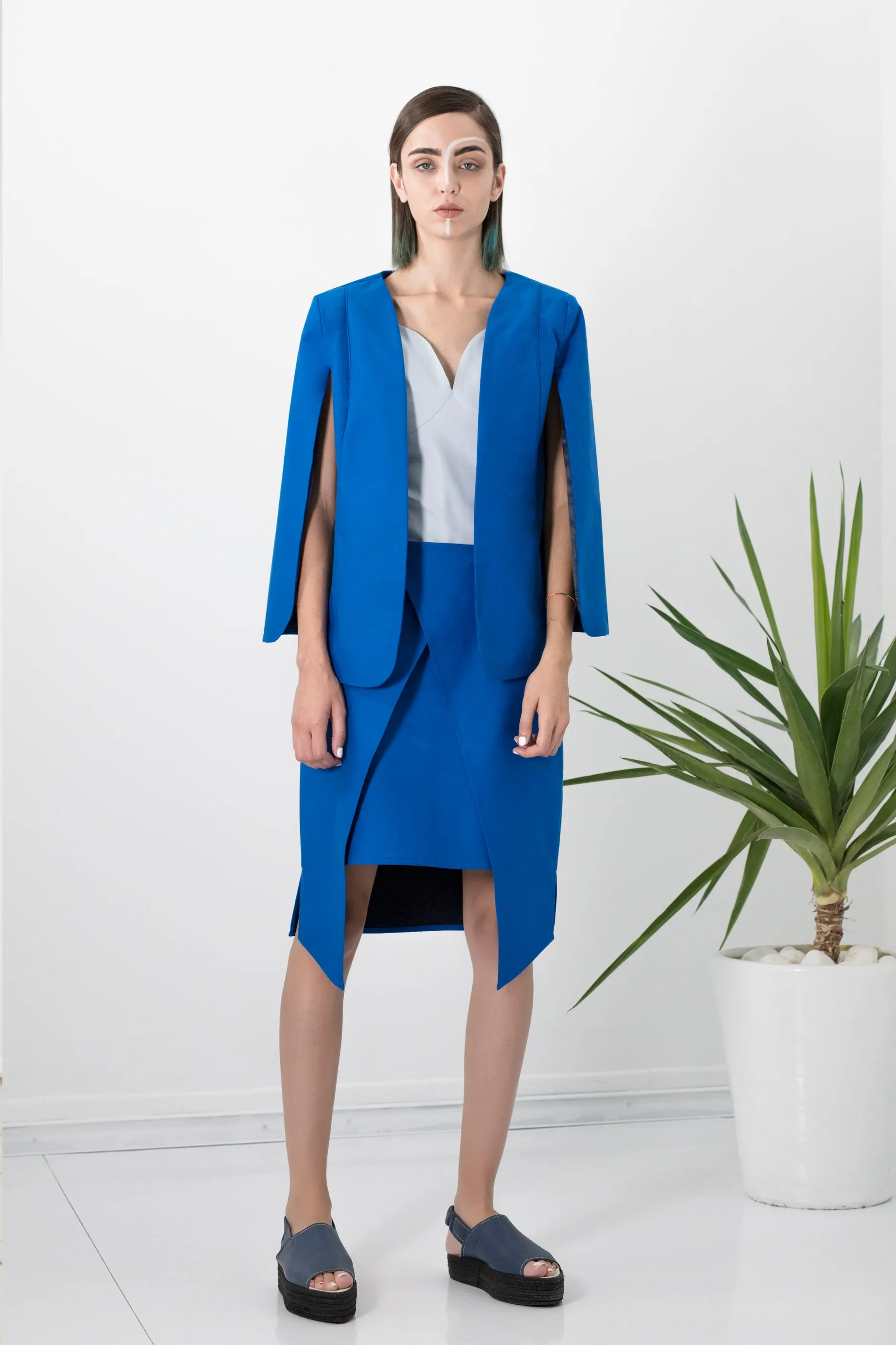 Electric blue cape jacket