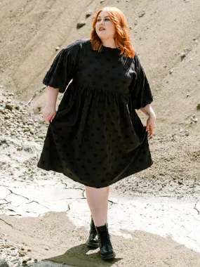 Elena Dress Black Big Dot