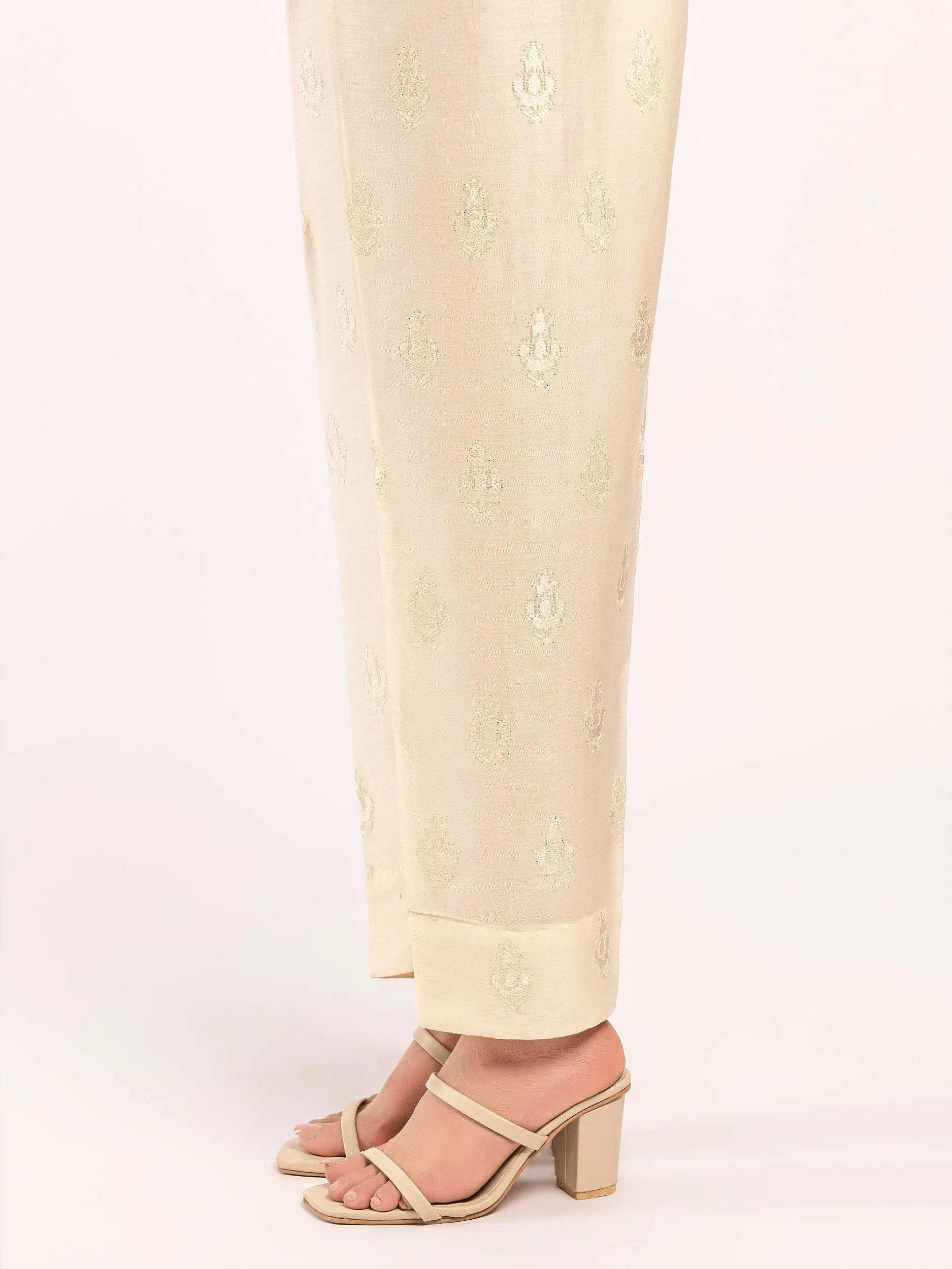 Embroidered Satin Trousers