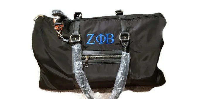 Embroidered Zeta Phi Beta Vinyl Weekender Duffel