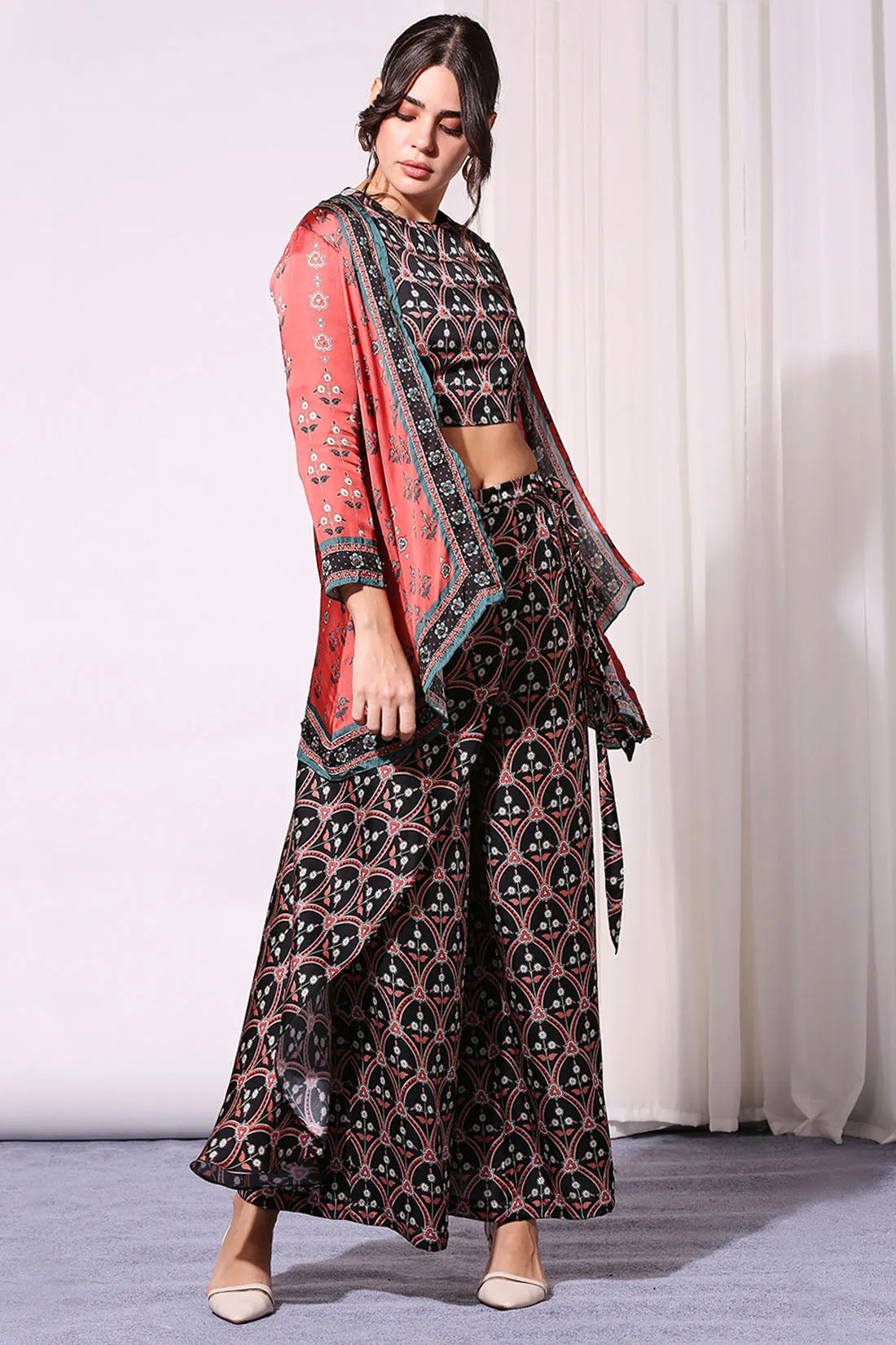 Ethnic Printed Co-Ord Set And Jacket