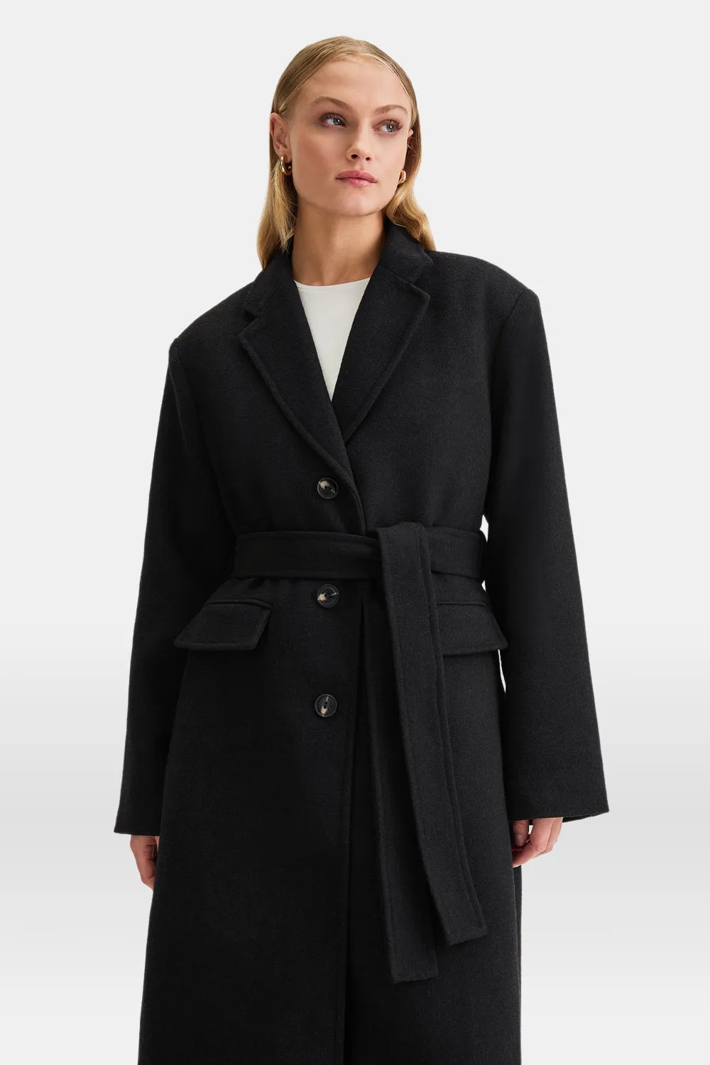 EVERYDAY SINGLE-BREASTED MULTIWAY STRUCTURED OVERCOAT - BLACK