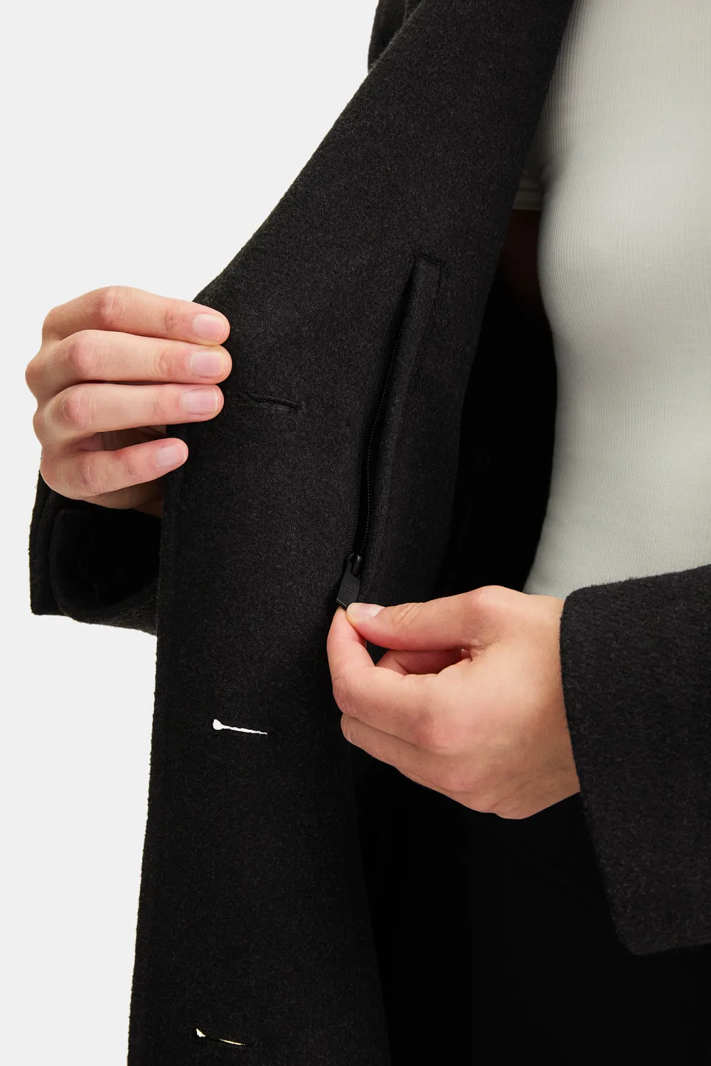 EVERYDAY SINGLE-BREASTED MULTIWAY STRUCTURED OVERCOAT - BLACK