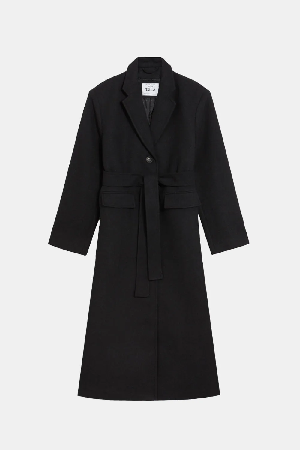 EVERYDAY SINGLE-BREASTED MULTIWAY STRUCTURED OVERCOAT - BLACK