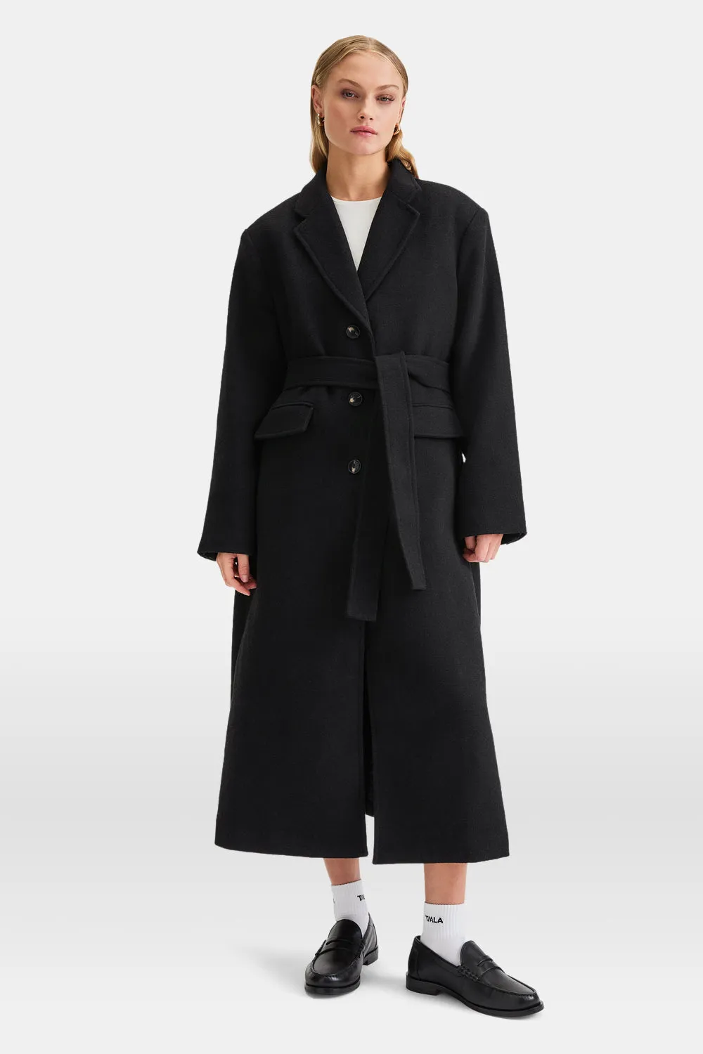 EVERYDAY SINGLE-BREASTED MULTIWAY STRUCTURED OVERCOAT - BLACK