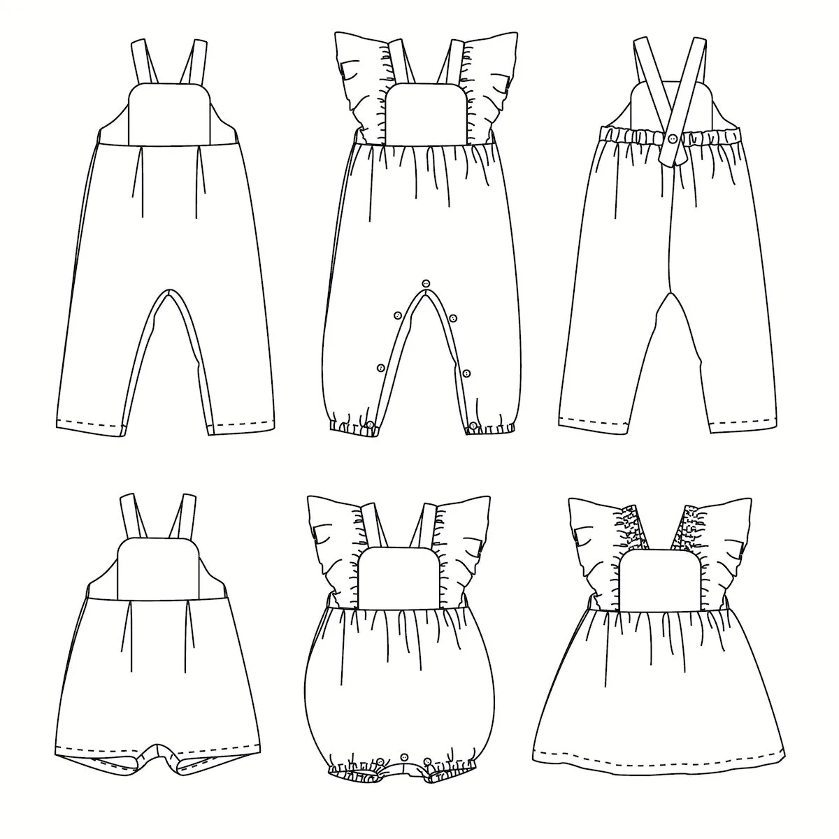 FARO Jumpsuit, romper, and dress - Baby 1M/4Y - PDF Sewing Pattern