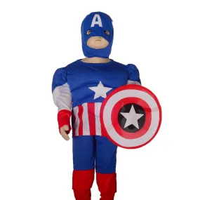 FC030B - Muscle Captain Superhero Costume with Mask and Shield for Toddler & Kids Boys