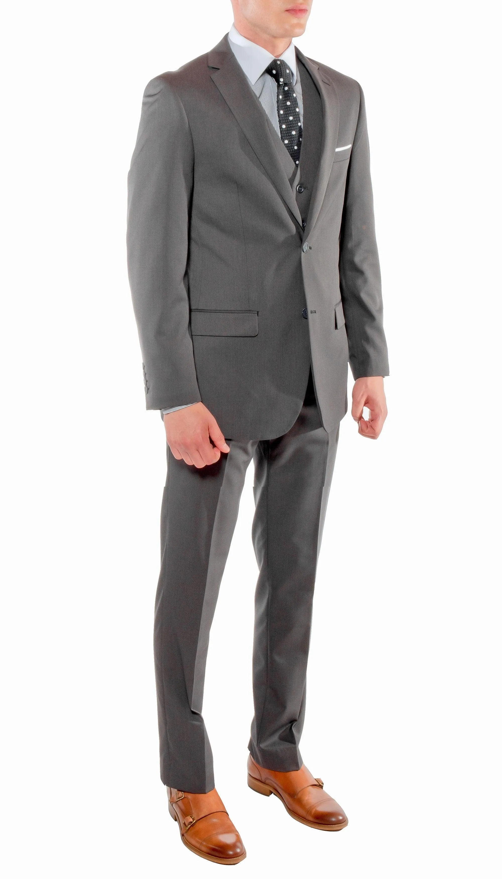 Ferrecci Mens Savannah Charcoal Slim Fit 3 Piece Suit