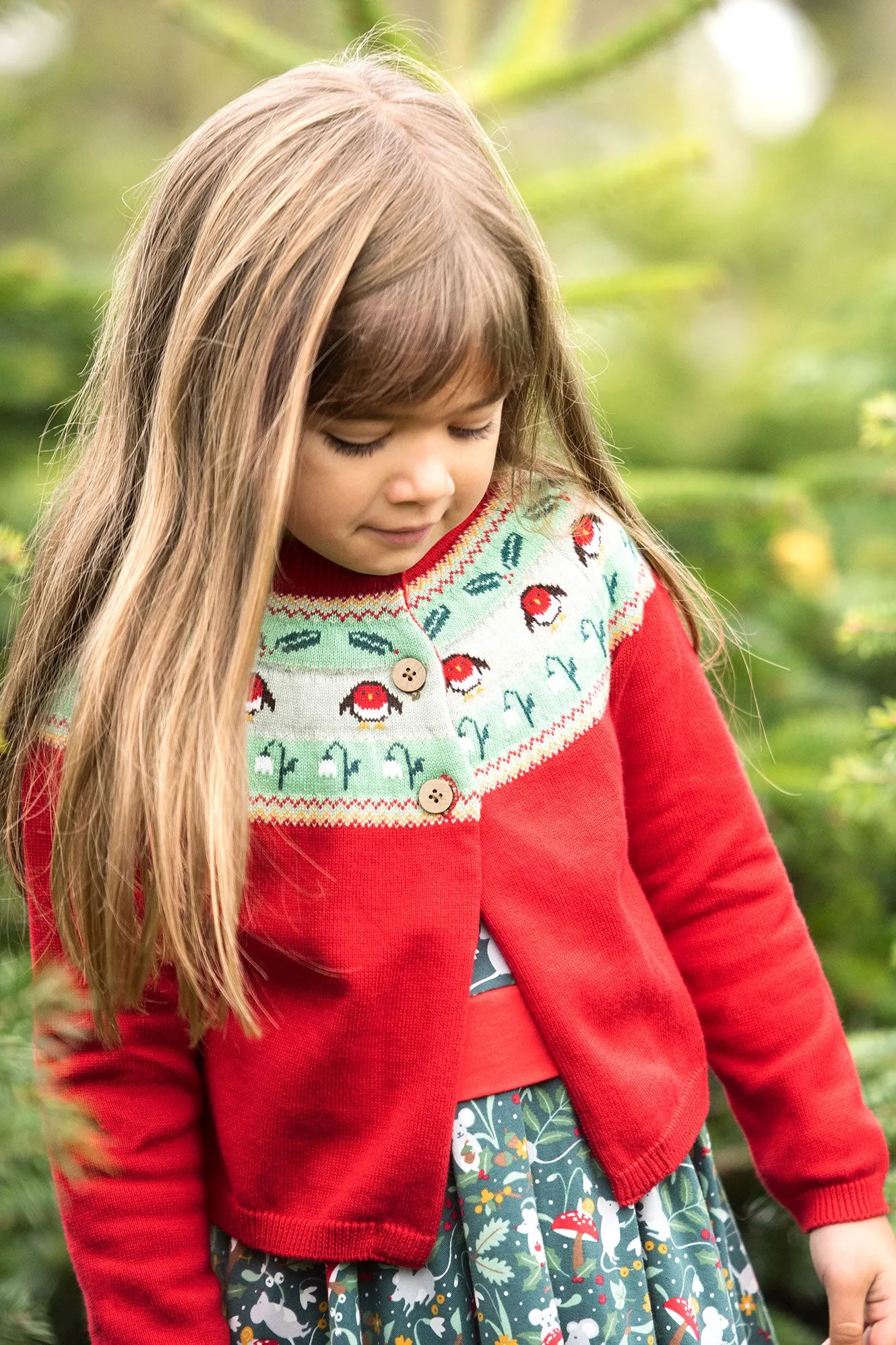 Frugi Kenna Fairisle Cardi True Red