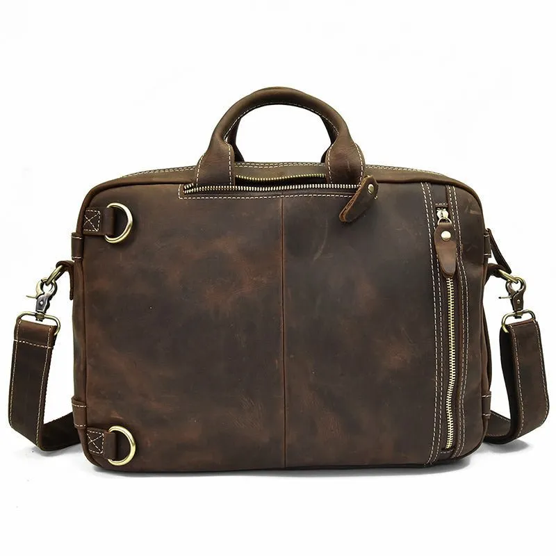 Genuine Burnished Leather Duffle Backpack