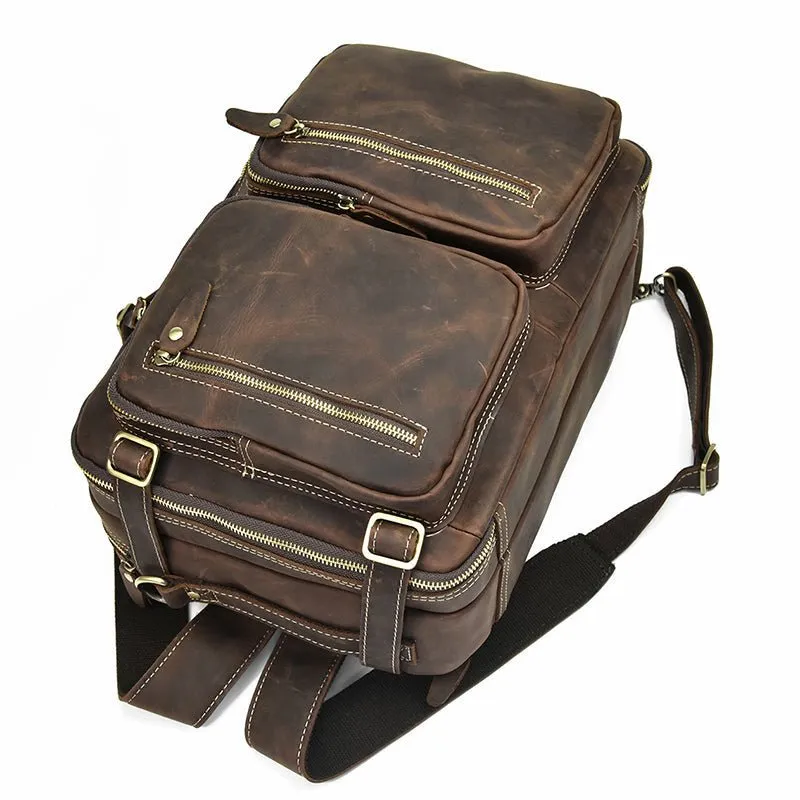 Genuine Burnished Leather Duffle Backpack