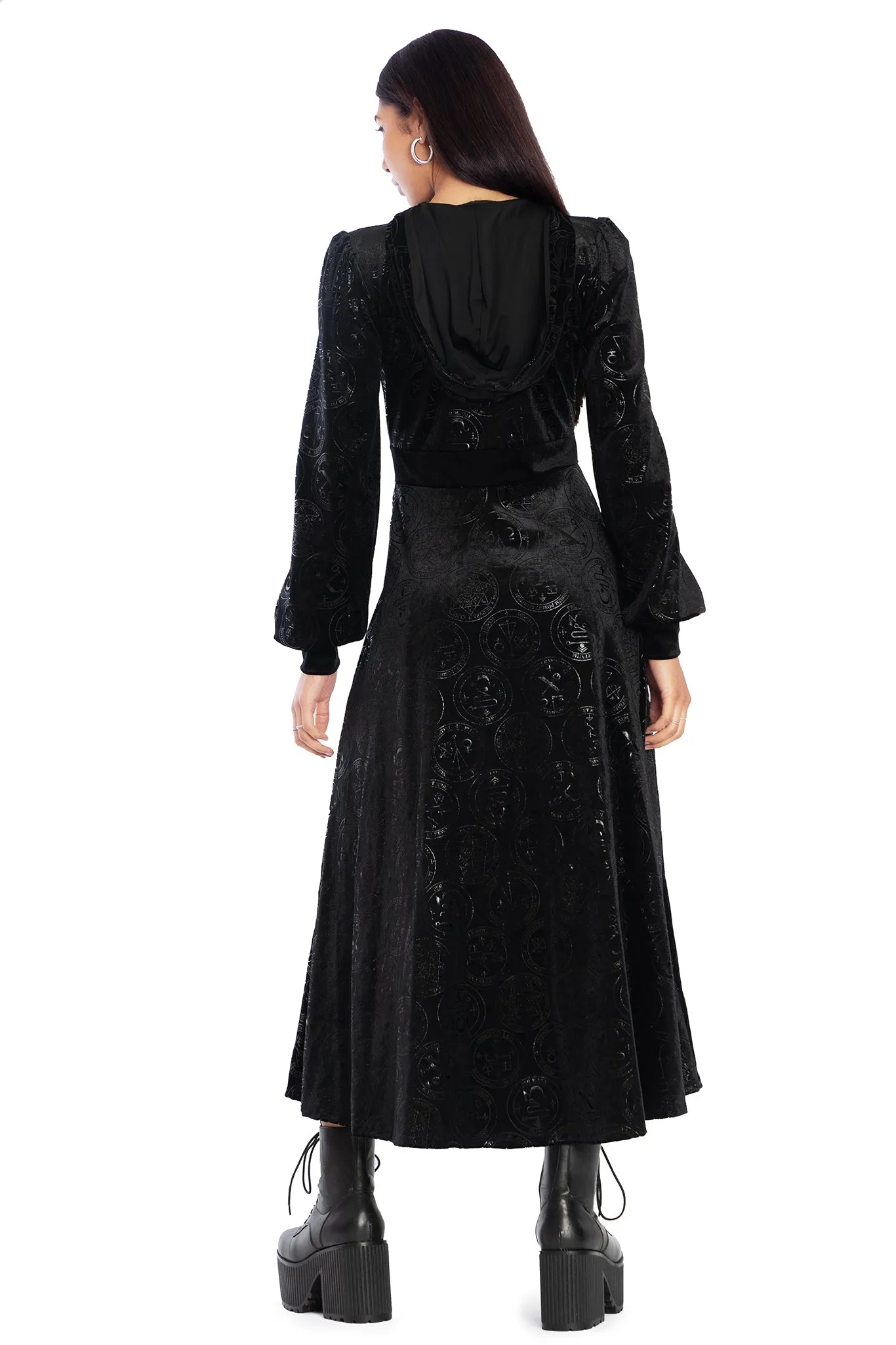 Good Charms Velvet Hooded Maxi Jacket