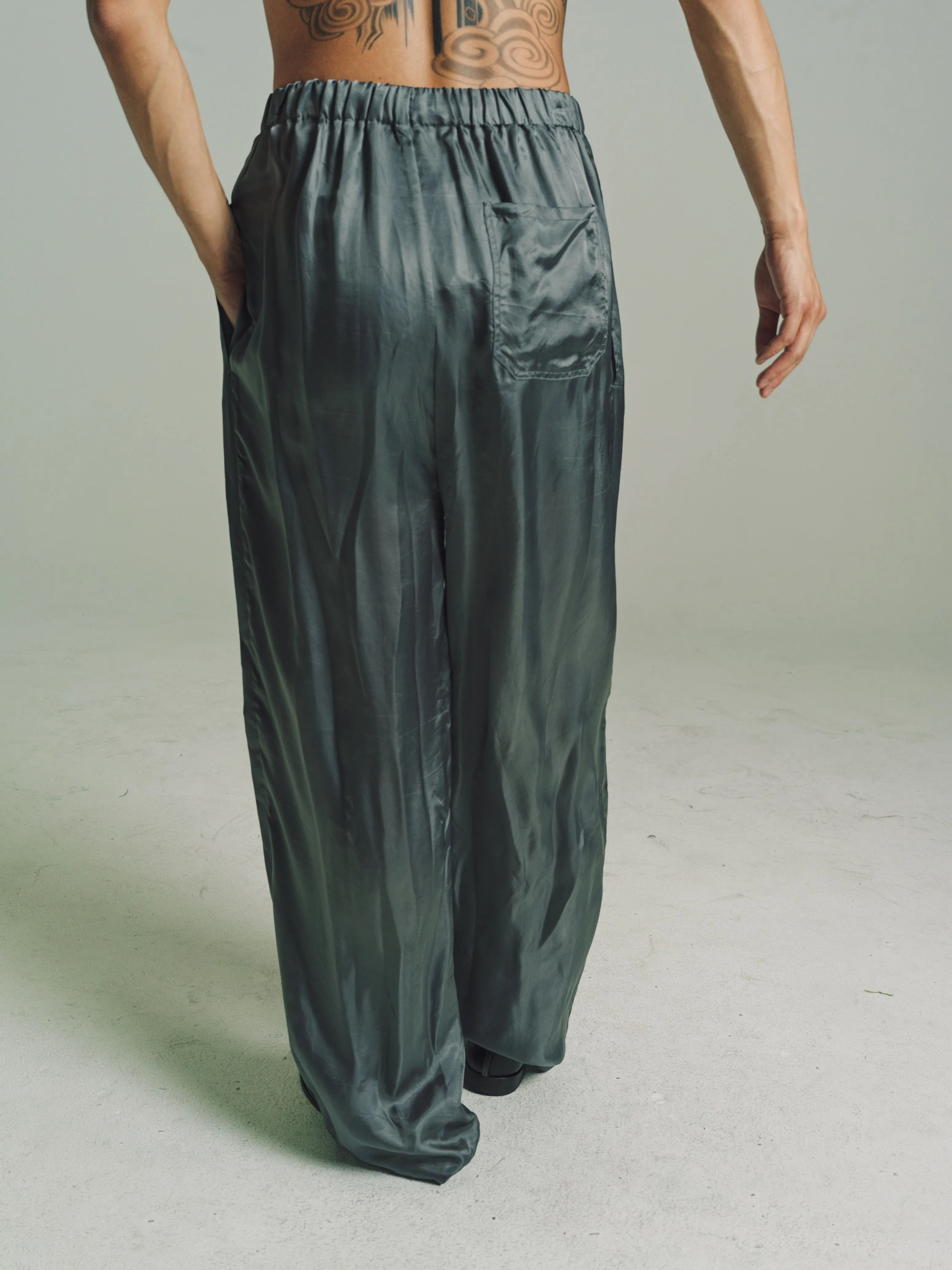 Grey Cupro Long Lining Trousers