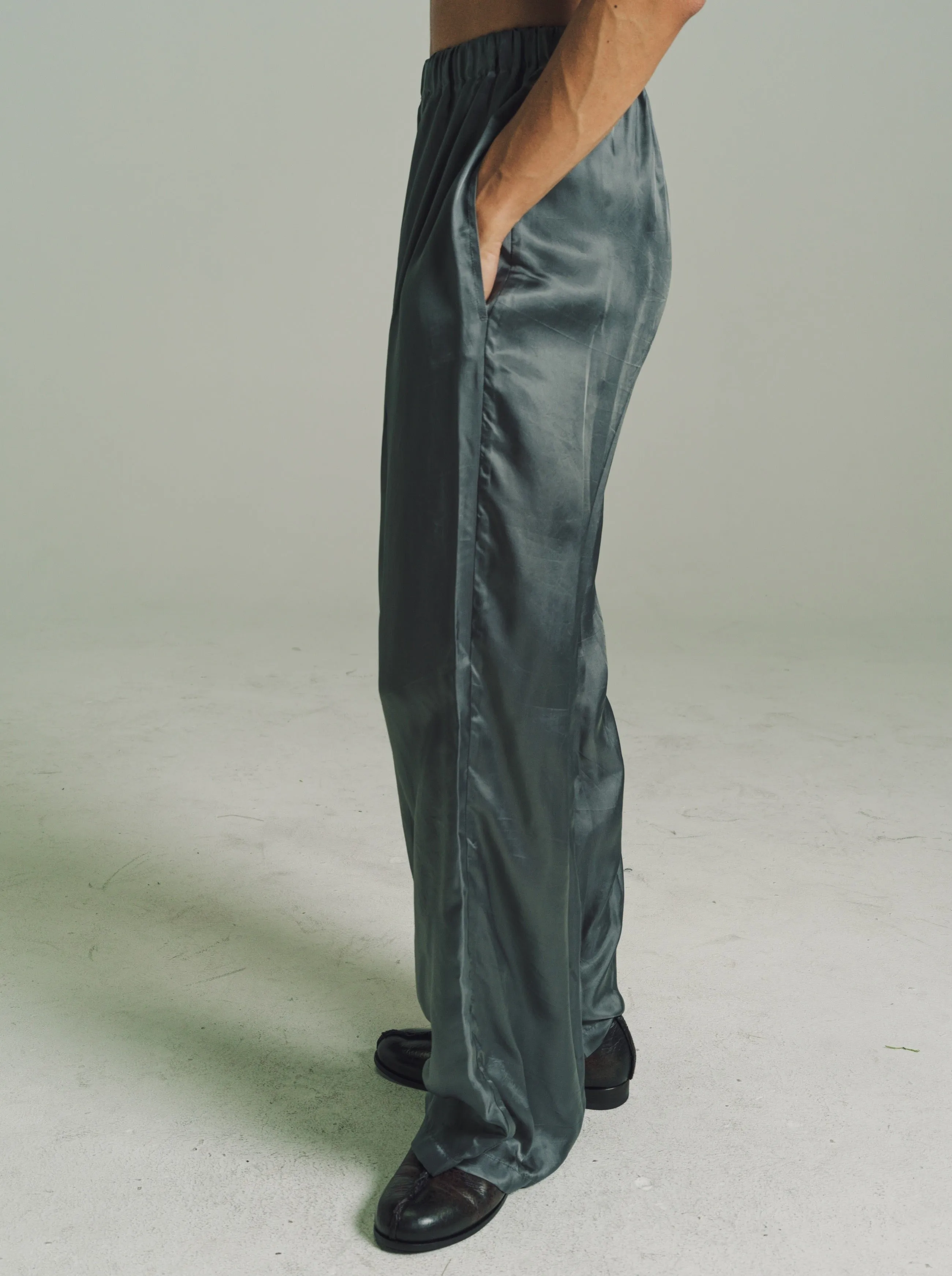 Grey Cupro Long Lining Trousers