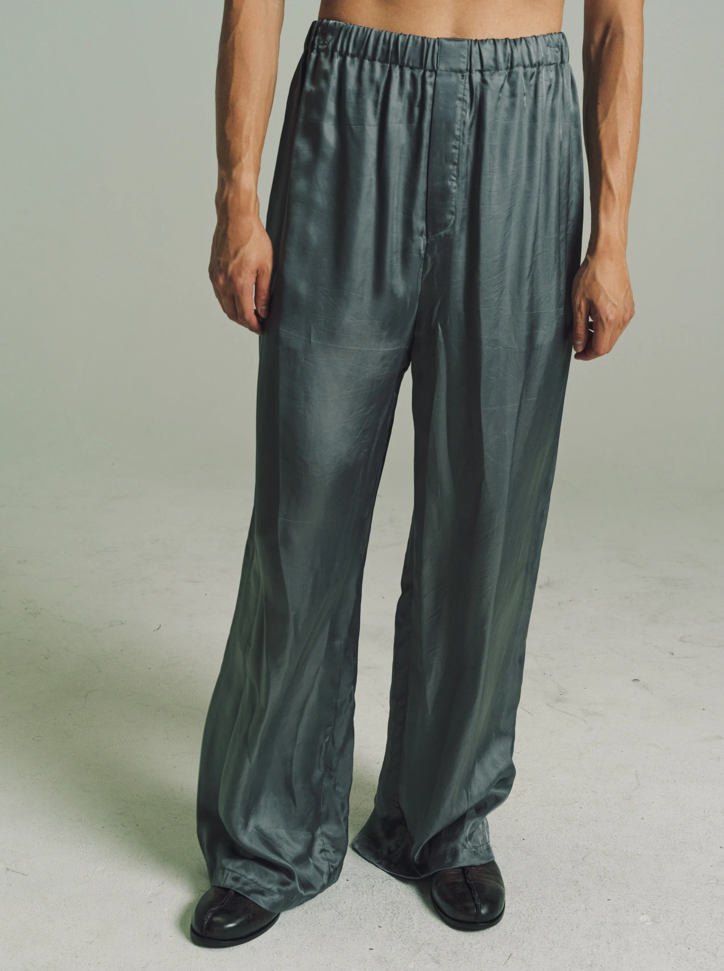 Grey Cupro Long Lining Trousers