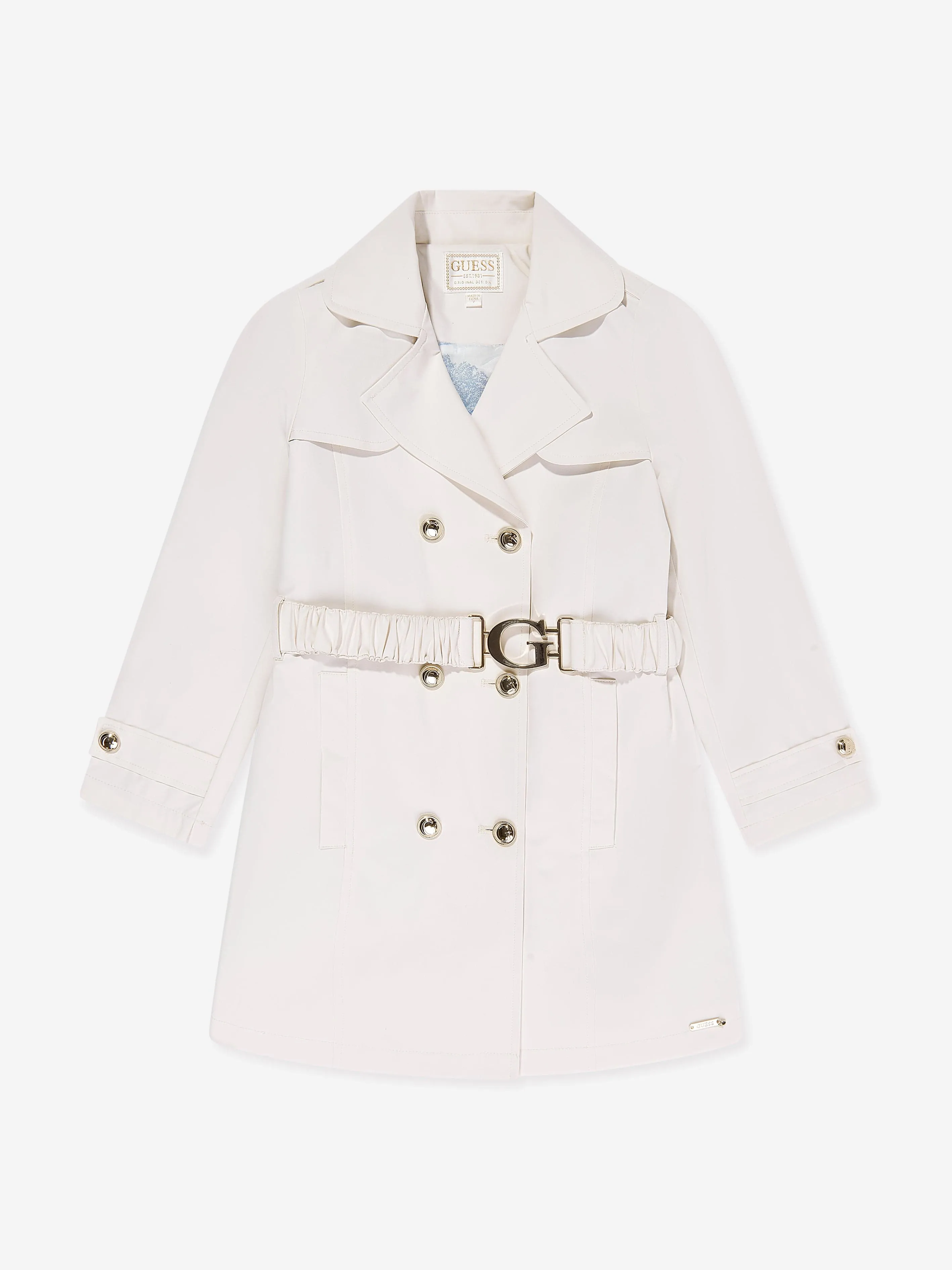 Guess Girls Trench Coat in Ivory