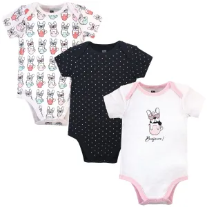 Hudson Baby Cotton Bodysuits, Black Bonjour